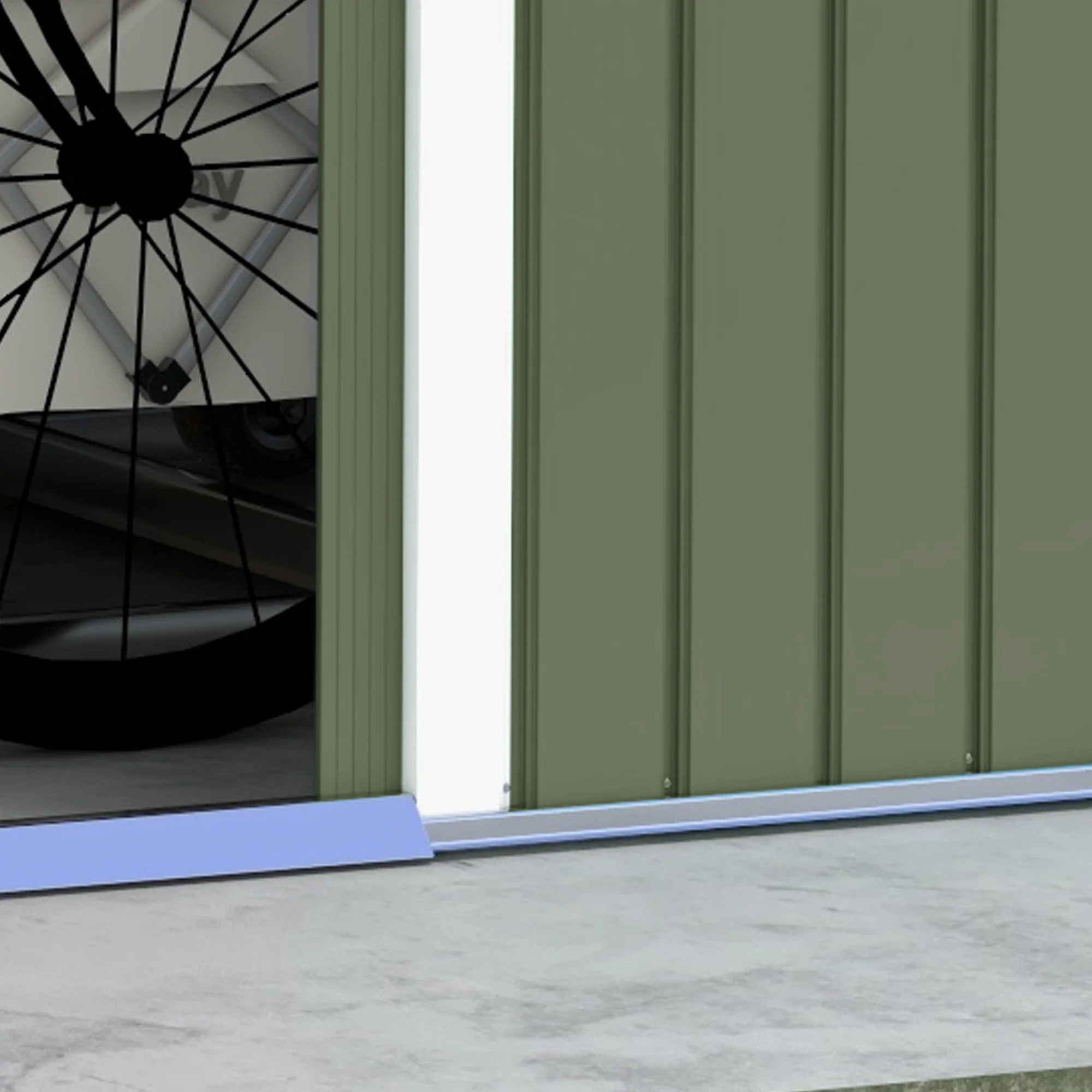 EverBase 9 x 6ft Metal Garden Shed with Double Sliding Doors & Shutter Vents, Light Green - Image 11