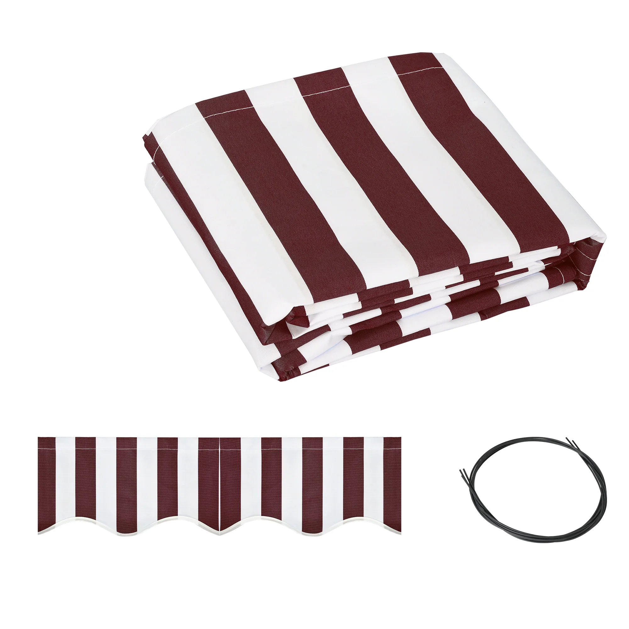 9' x 8' Retractable Awning Fabric Replacement, 280gsm UV Resistant Fabric, Red and White - Image 12