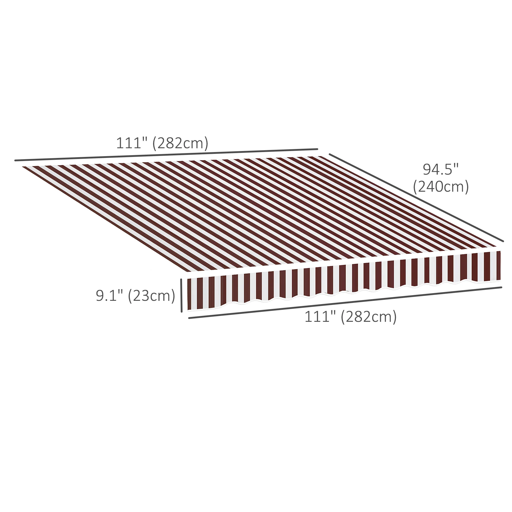 9' x 8' Retractable Awning Fabric Replacement, 280gsm UV Resistant Fabric, Red and White - Image 5