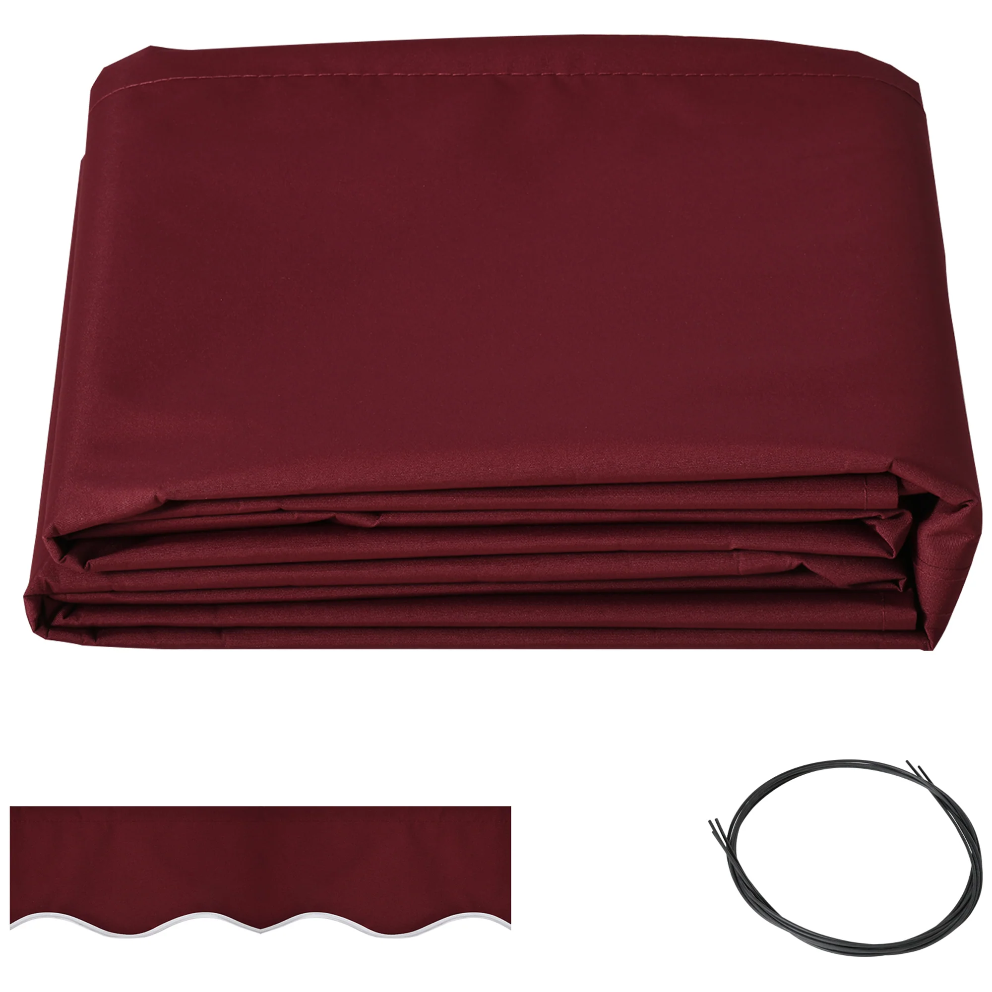 9' x 8' Retractable Awning Fabric Replacement, 280gsm UV Resistant Fabric, Wine Red - Image 12