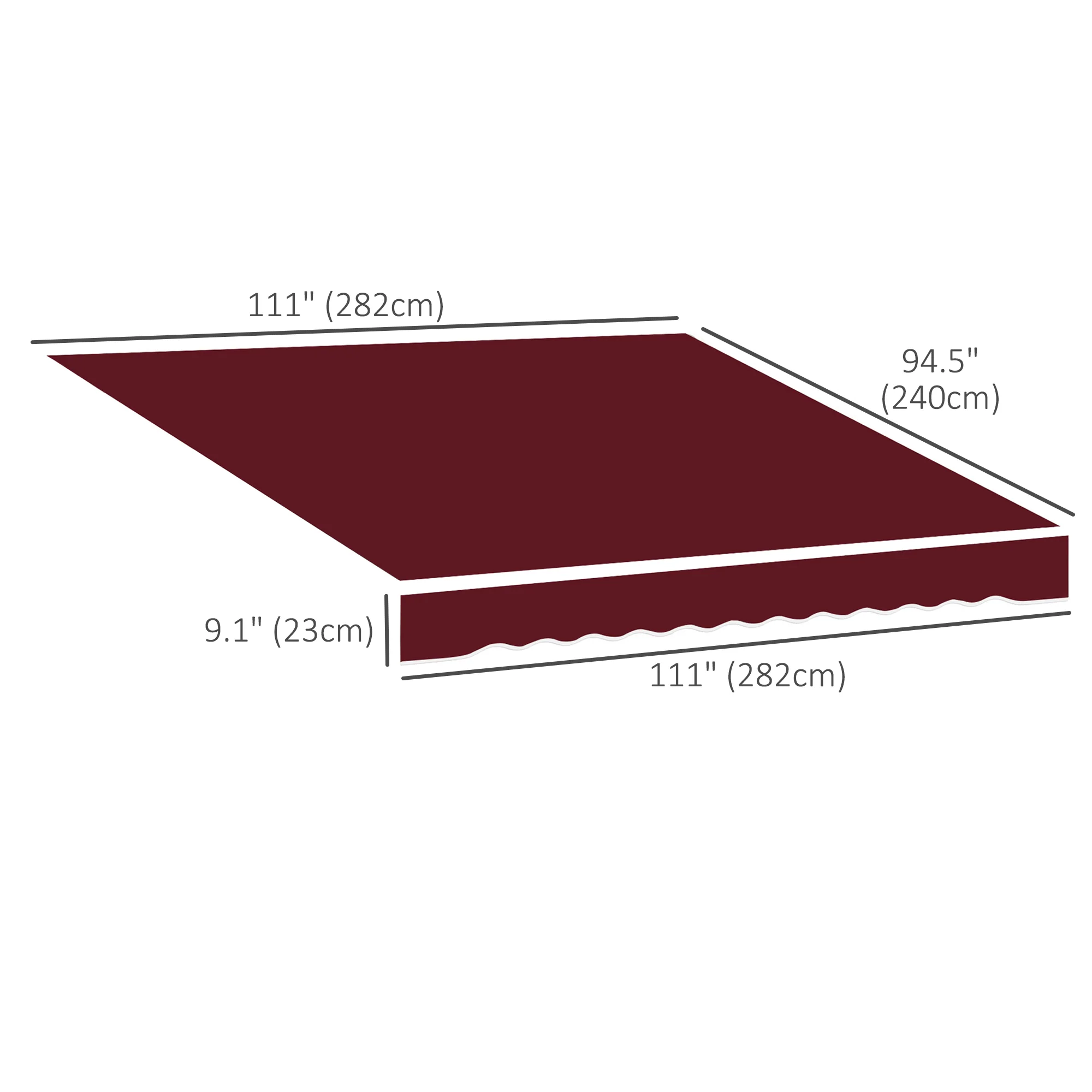 9' x 8' Retractable Awning Fabric Replacement, 280gsm UV Resistant Fabric, Wine Red - Image 5