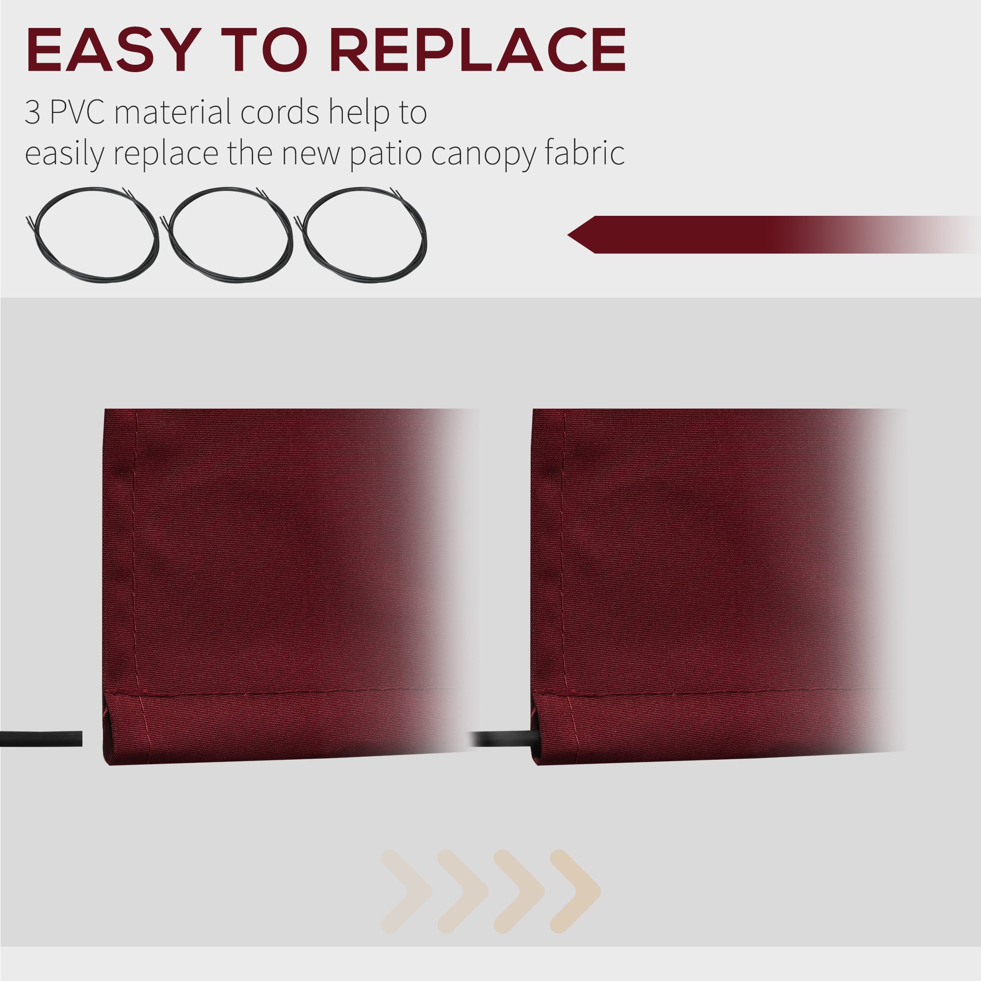 9' x 8' Retractable Awning Fabric Replacement, 280gsm UV Resistant Fabric, Wine Red - Image 7
