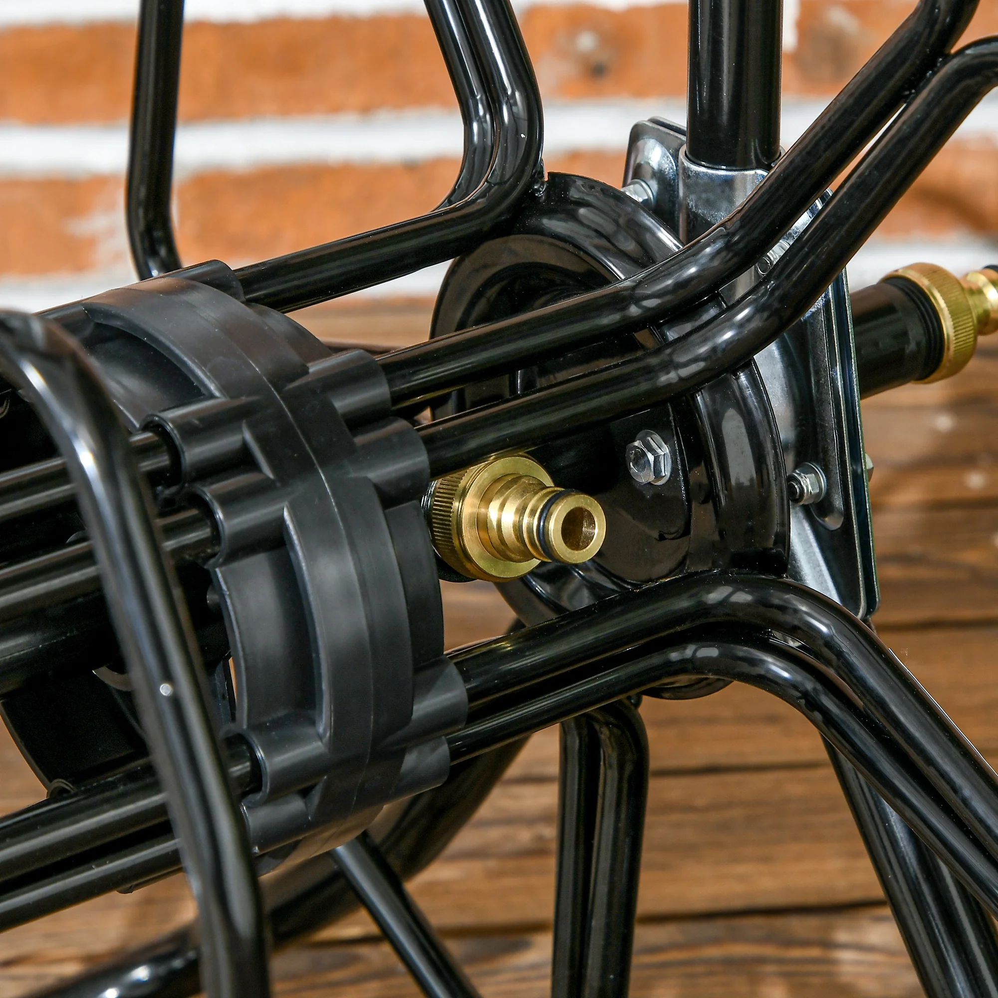 98ft 5/8" Hose Reel Cart with Wheels (Hose Not Included), Black - Image 11