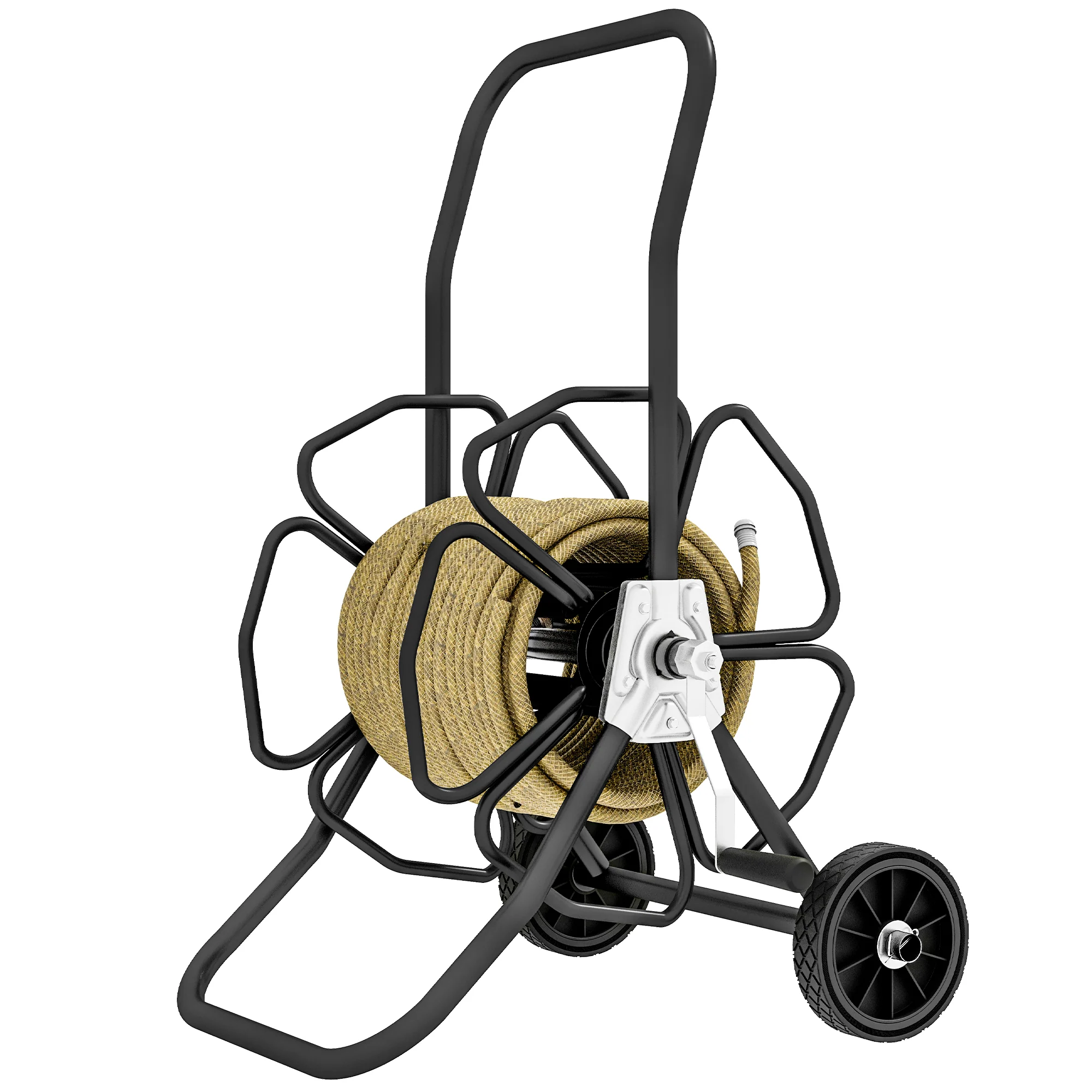 98ft 5/8" Hose Reel Cart with Wheels (Hose Not Included), Black - Image 2