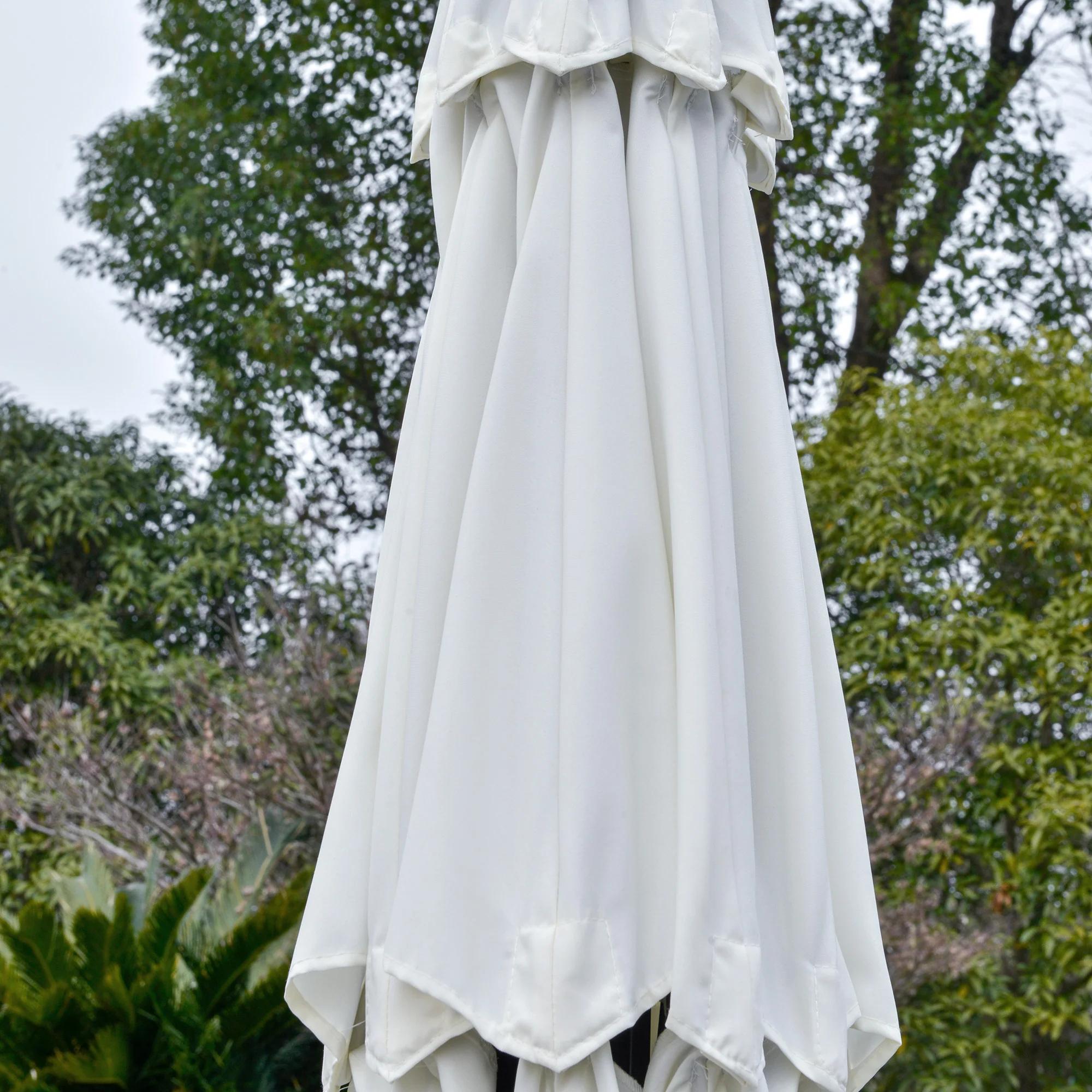 9' 3-Tier Market Umbrella with Push-Button Tilt & Crank, Cream White - Image 11