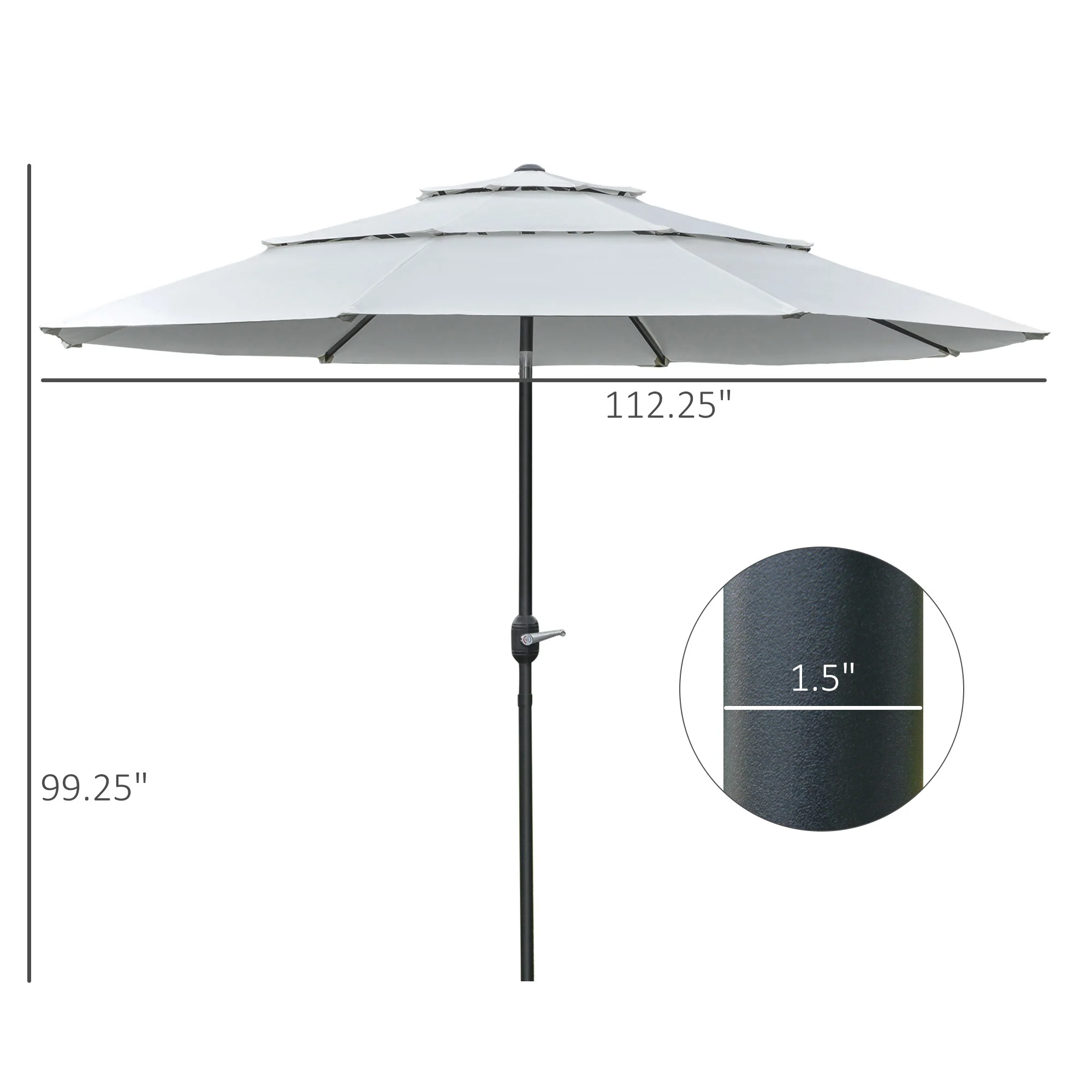 9' 3-Tier Market Umbrella with Push-Button Tilt & Crank, Cream White - Image 5