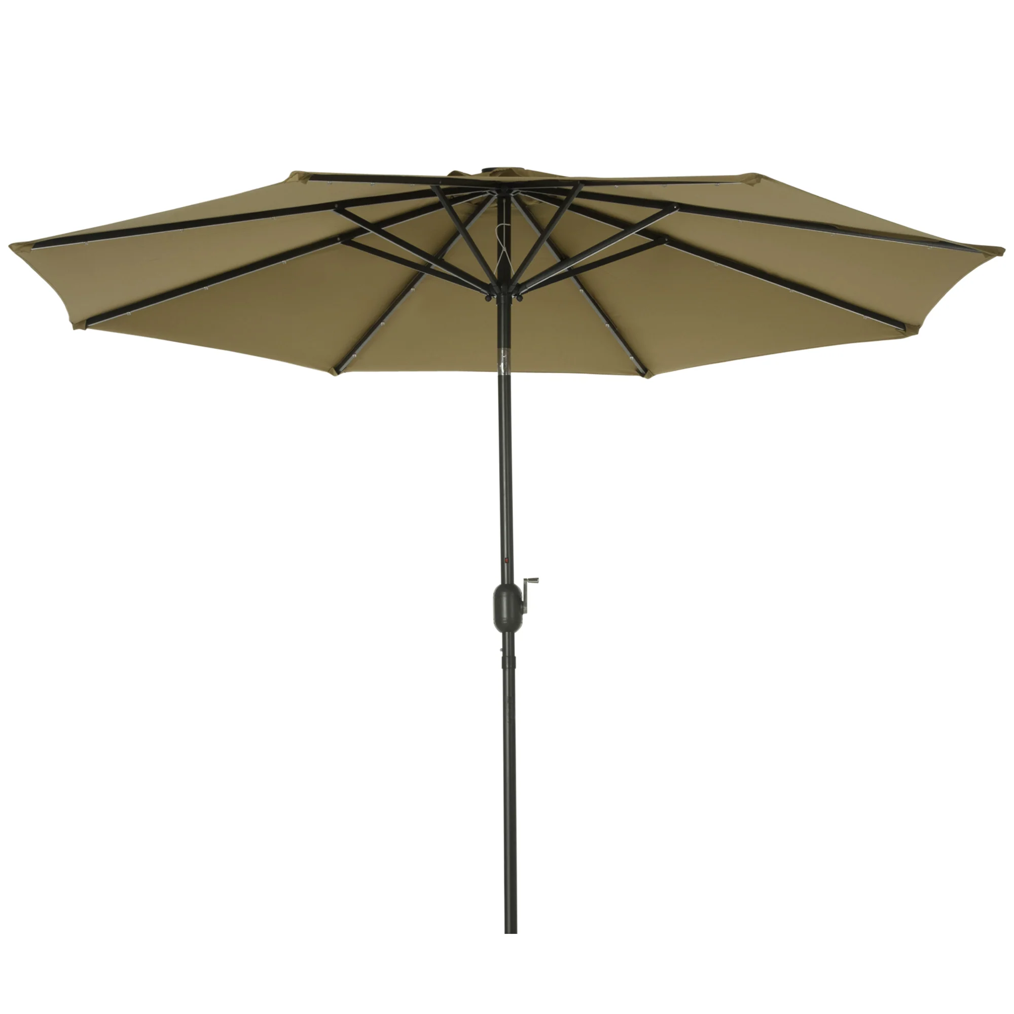 9ft Solar Patio Umbrella Outdoor Sunshade 24 LED Lights Tilt Canopy, Brown - Image 10