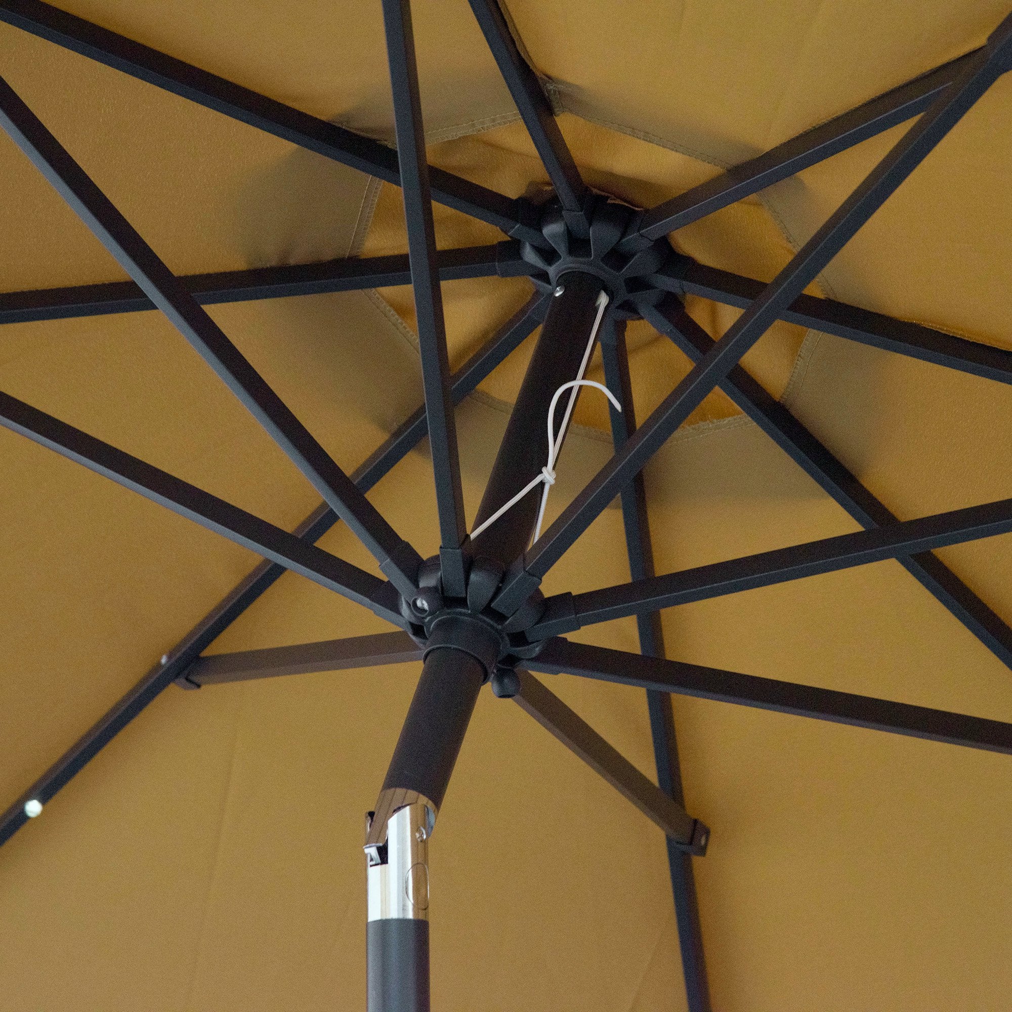 9ft Solar Patio Umbrella Outdoor Sunshade 24 LED Lights Tilt Canopy, Brown - Image 11