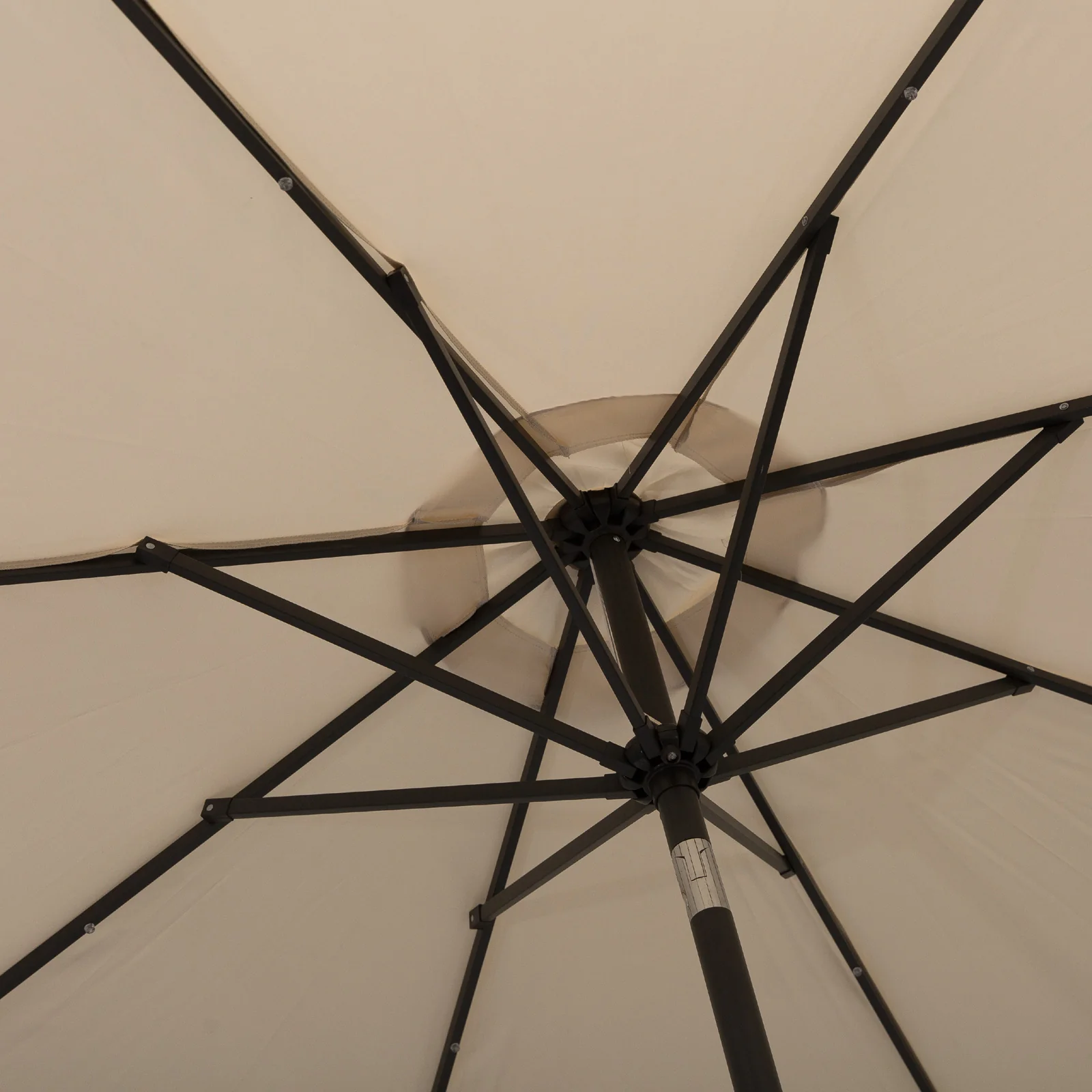 9ft Solar Patio Umbrella Outdoor Sunshade 24 LED Lights Tilt Canopy, Cream - Image 10