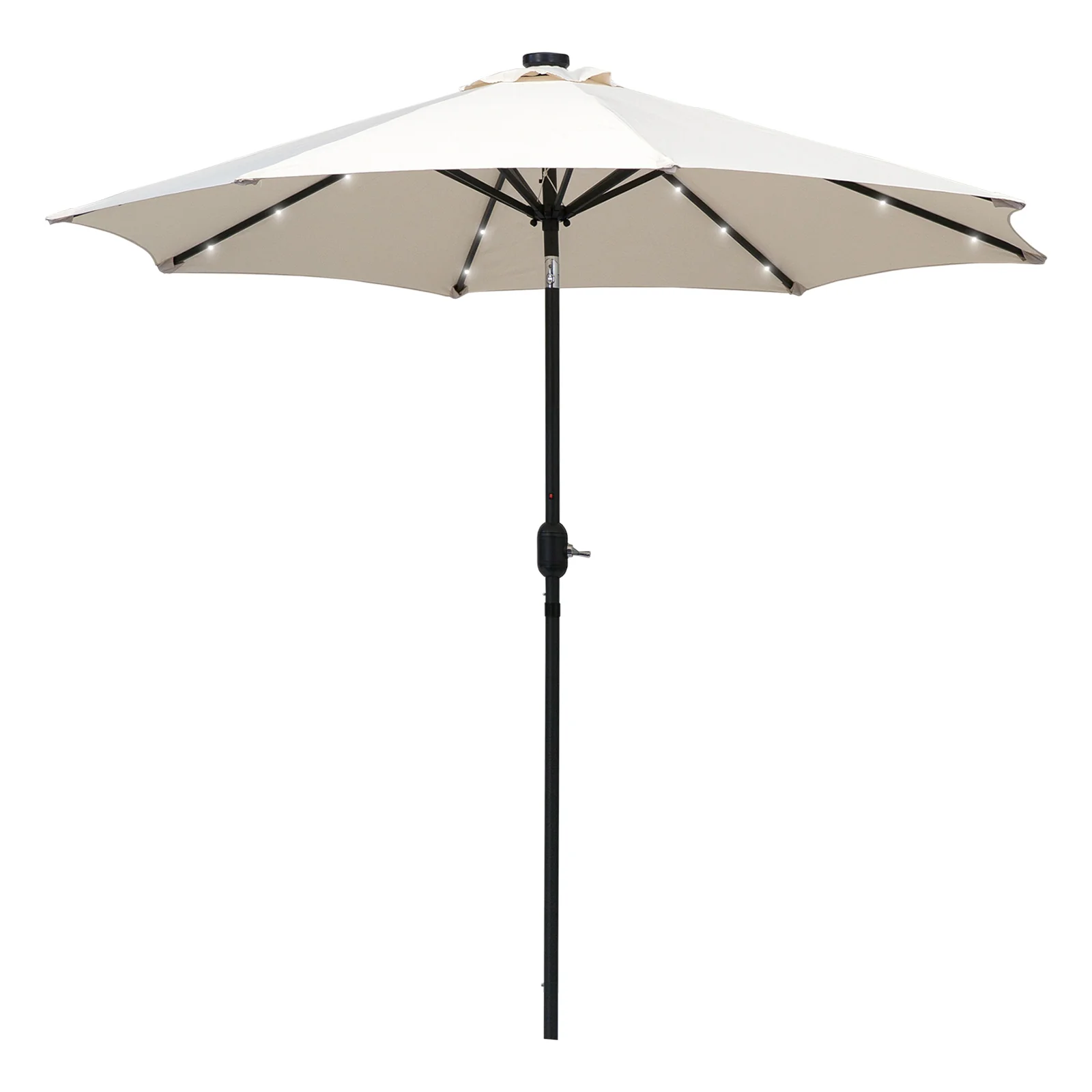 9ft Solar Patio Umbrella Outdoor Sunshade 24 LED Lights Tilt Canopy, Cream - Image 12