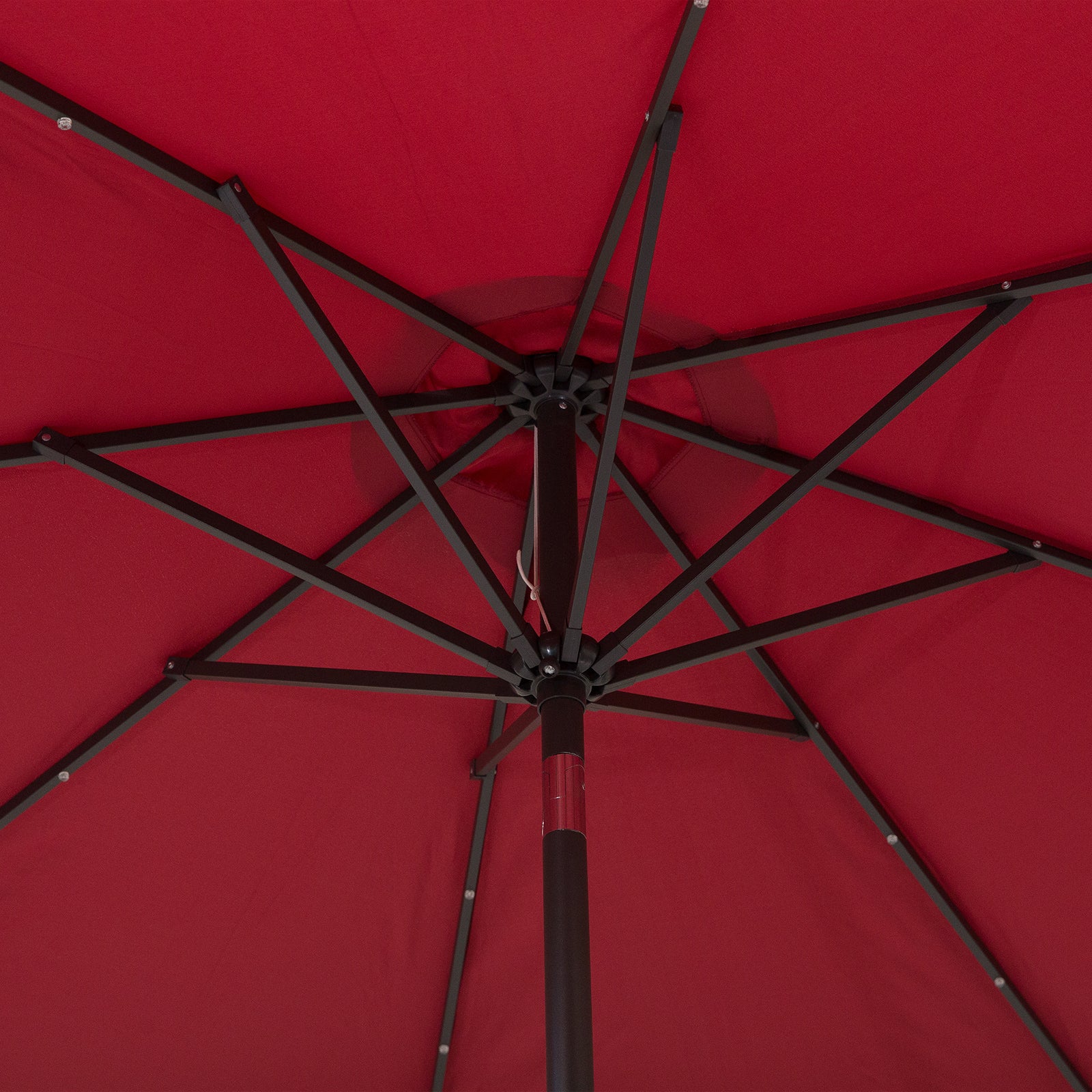 9ft Solar Patio Umbrella Outdoor Sunshade 24 LED Lights Tilt Canopy, Wine Red - Image 11