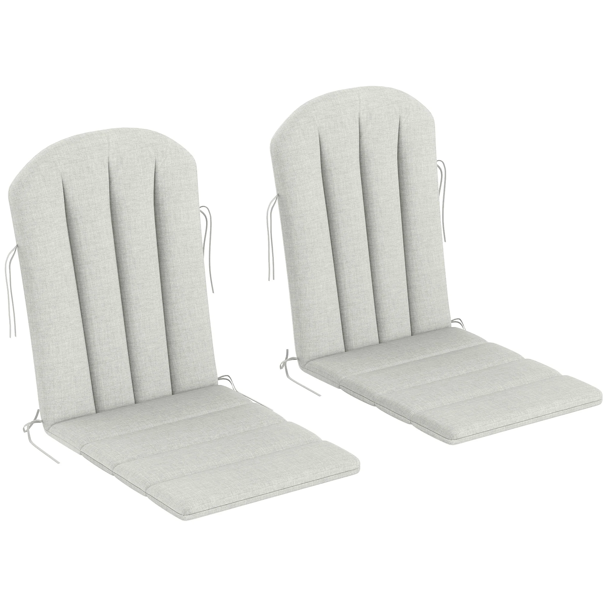 Set of 2 Patio Chair Cushions, High Back Adirondack Chair Cushion with Ties, Light Grey - Image 12