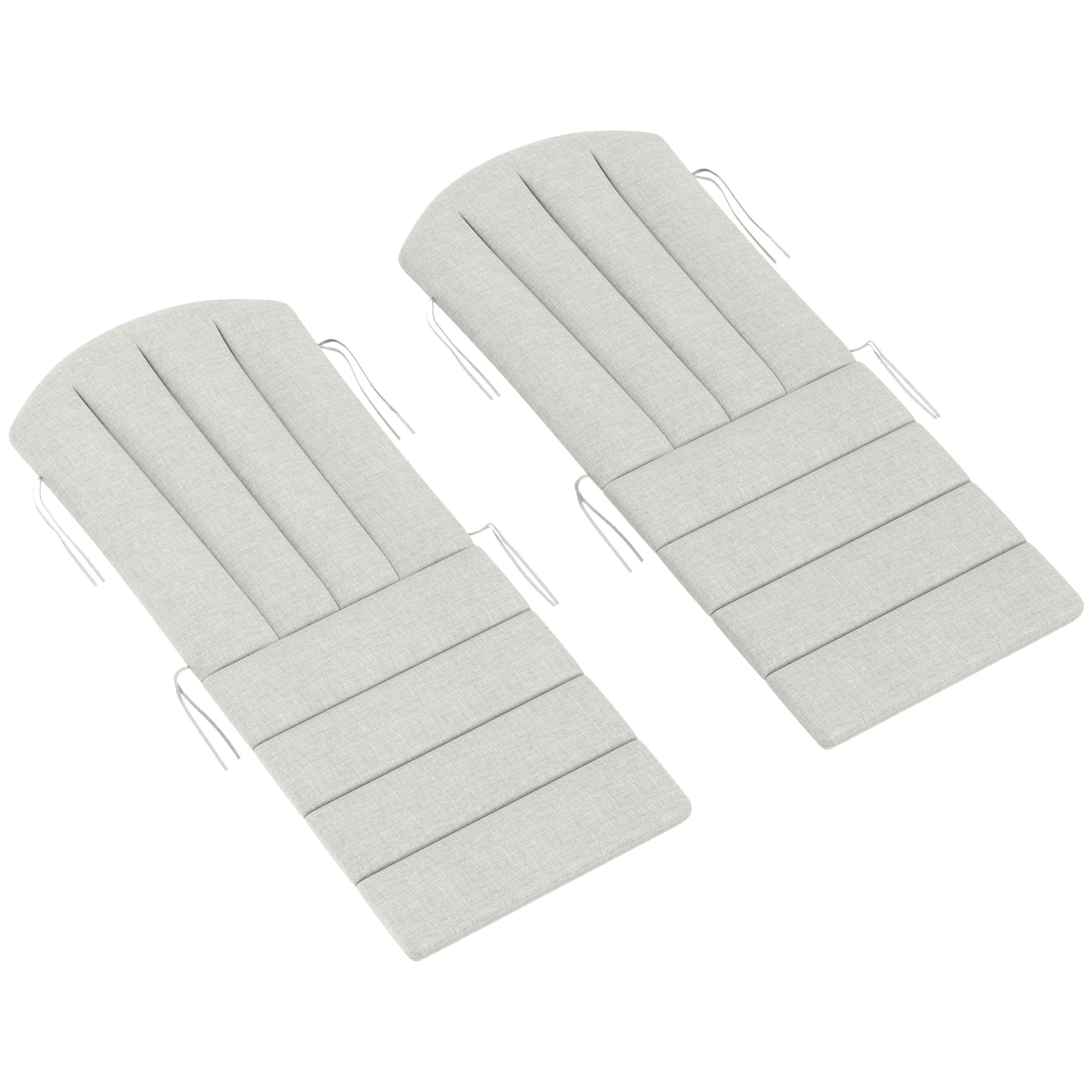 Set of 2 Patio Chair Cushions, High Back Adirondack Chair Cushion with Ties, Light Grey - Image 2