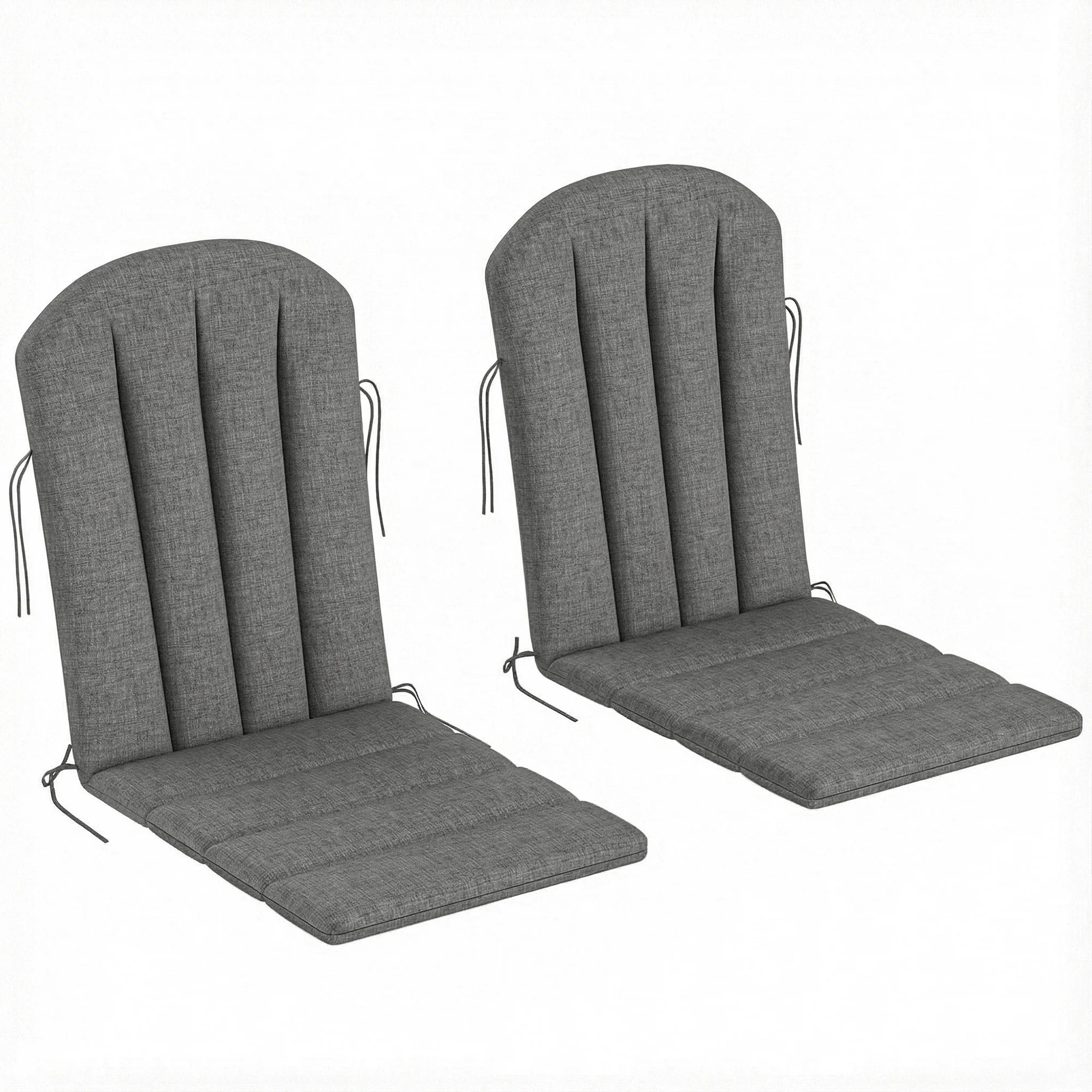 2-Piece Adirondack Chair Cushion Set with Ties, Outdoor Seat Cushions Dark Grey