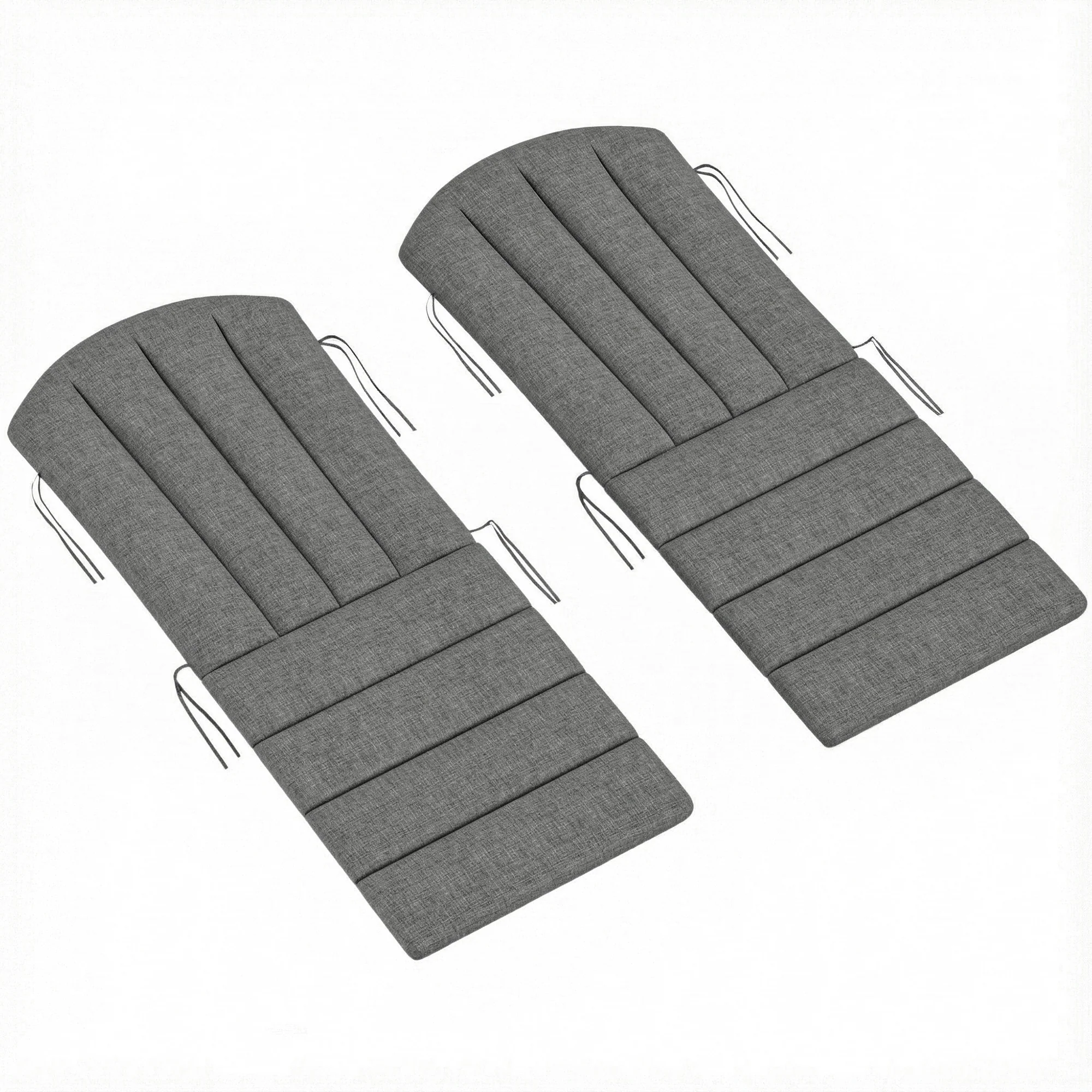 2-Piece Adirondack Chair Cushion Set with Ties, Outdoor Seat Cushions Dark Grey - Image 2