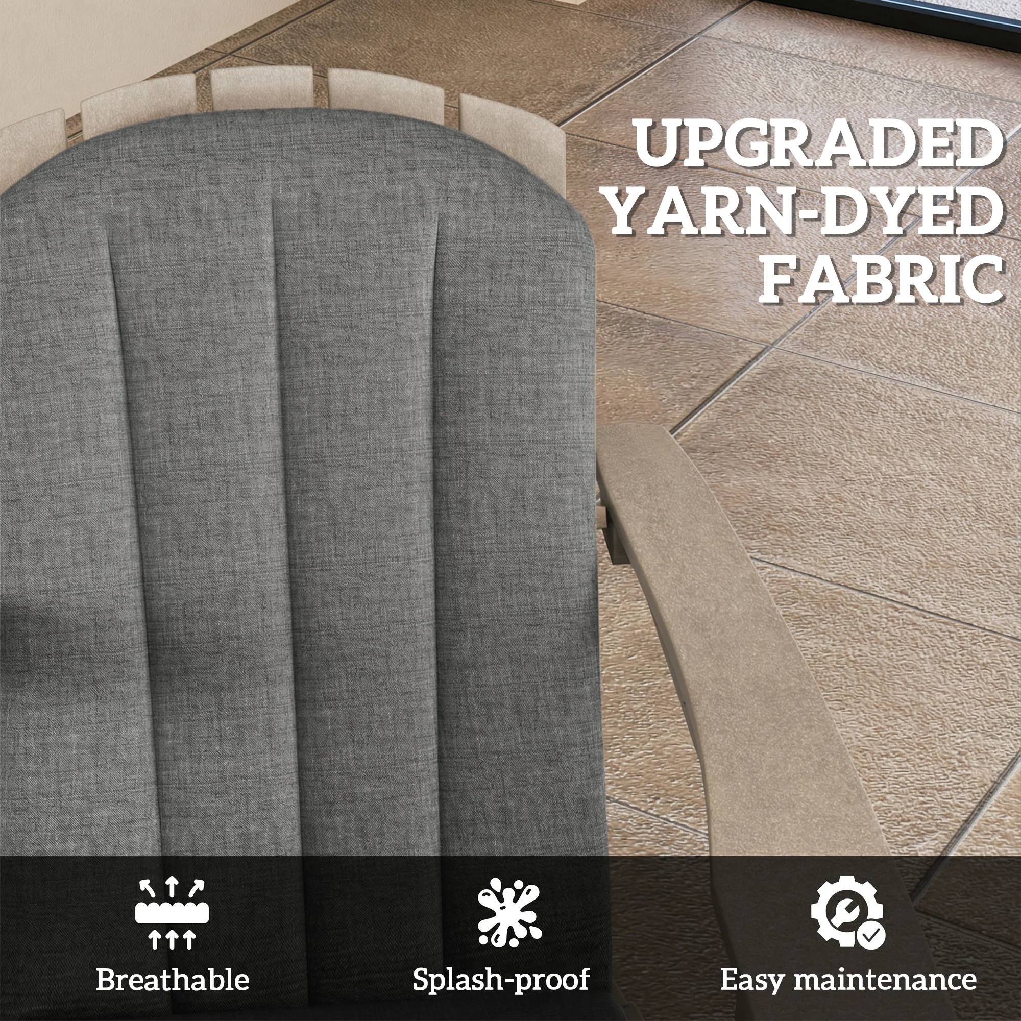 2-Piece Adirondack Chair Cushion Set with Ties, Outdoor Seat Cushions Dark Grey - Image 7
