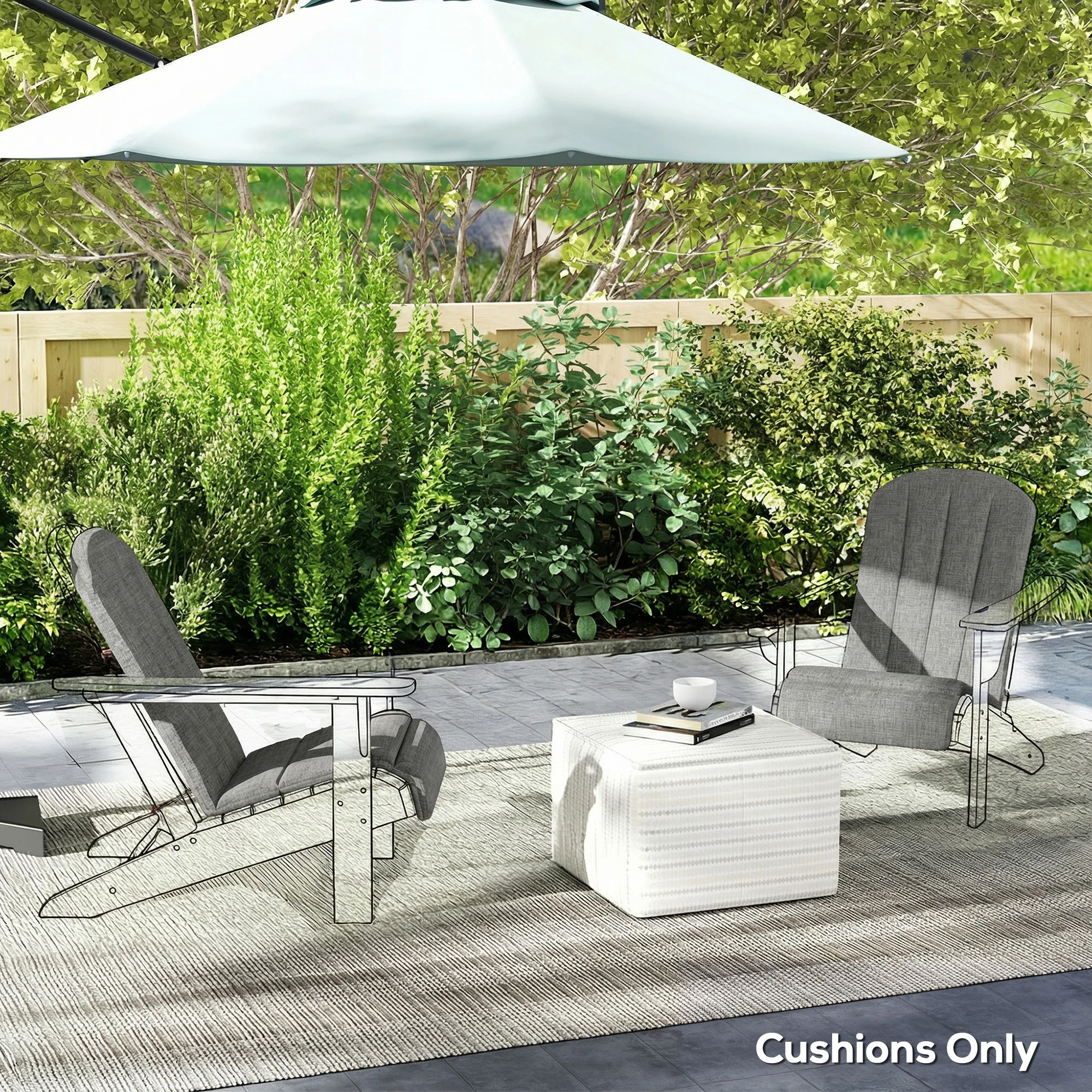 2-Piece Adirondack Chair Cushion Set with Ties, Outdoor Seat Cushions Dark Grey - Image 9