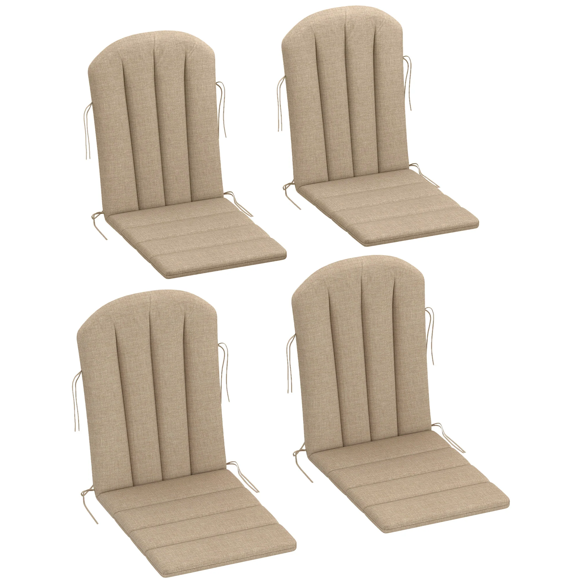 4-Piece Adirondack Chair Cushion Set with Ties, Beige