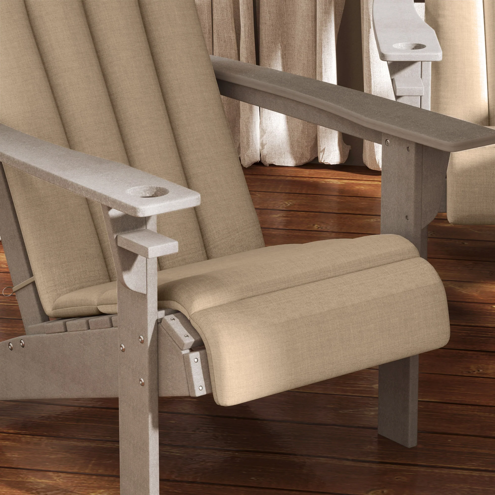 4-Piece Adirondack Chair Cushion Set with Ties, Beige - Image 11