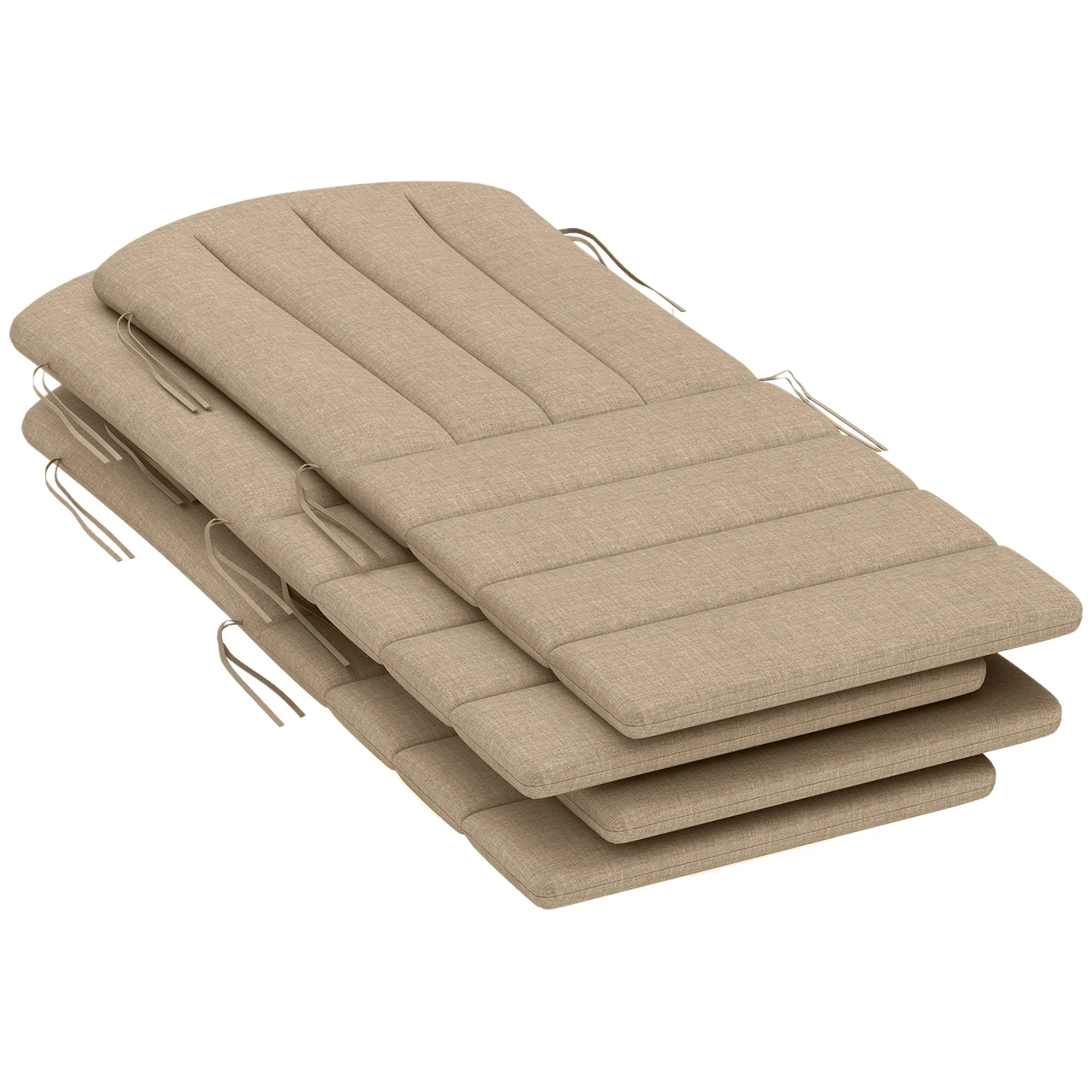 4-Piece Adirondack Chair Cushion Set with Ties, Beige - Image 2
