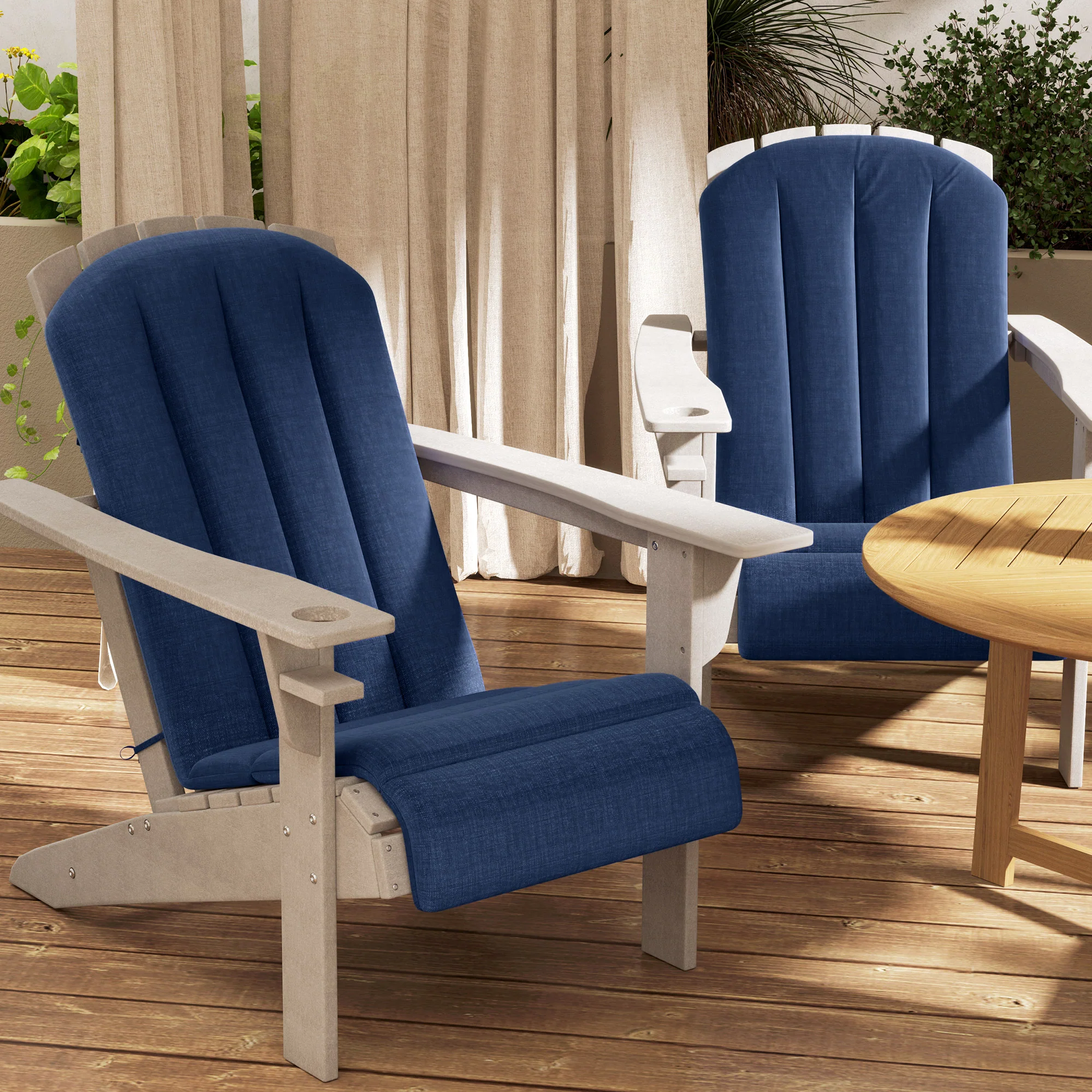 4-Piece Adirondack Chair Cushion Set with Ties, Navy Blue - Image 11