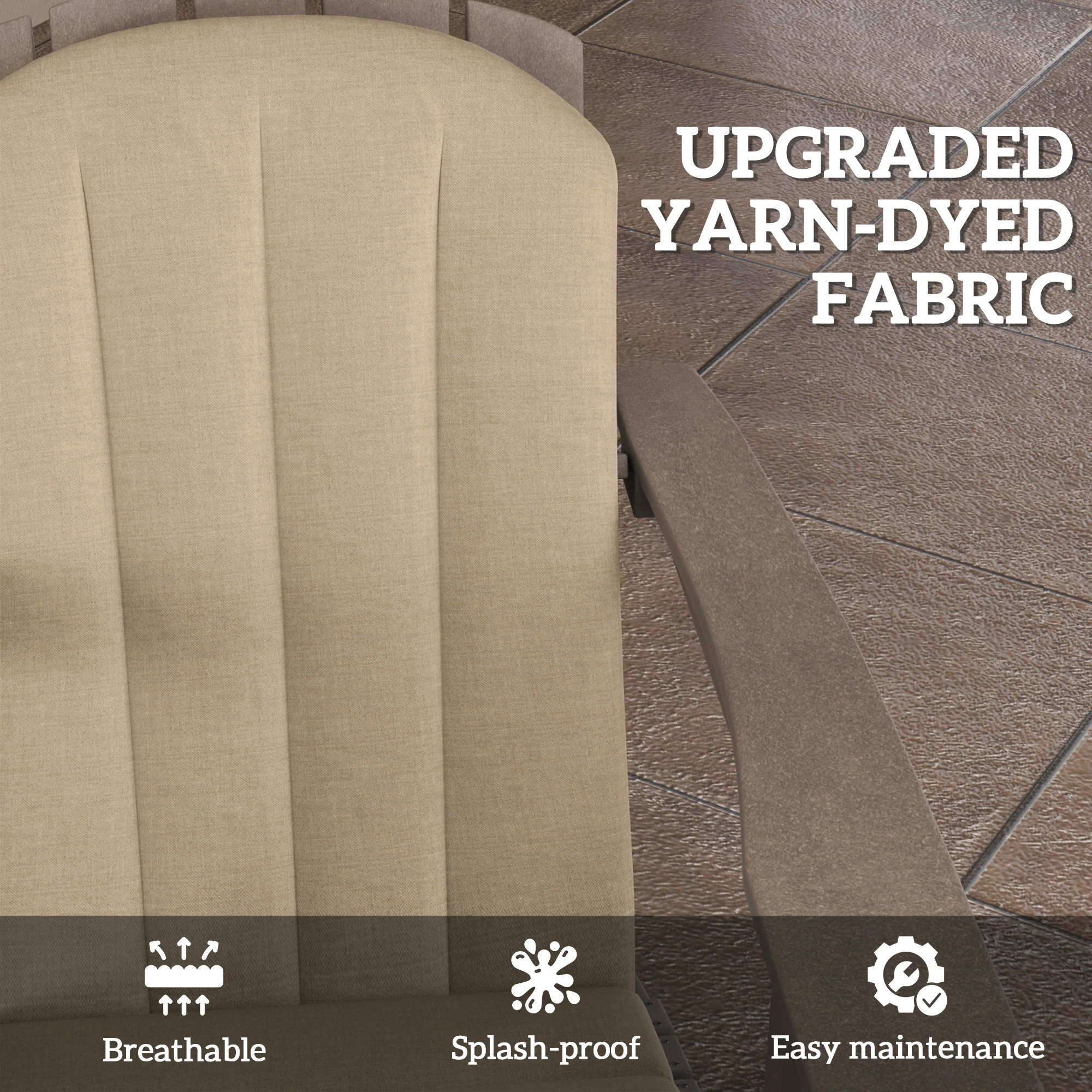 4-Piece Adirondack Chair Cushion Set with Ties, Beige - Image 7