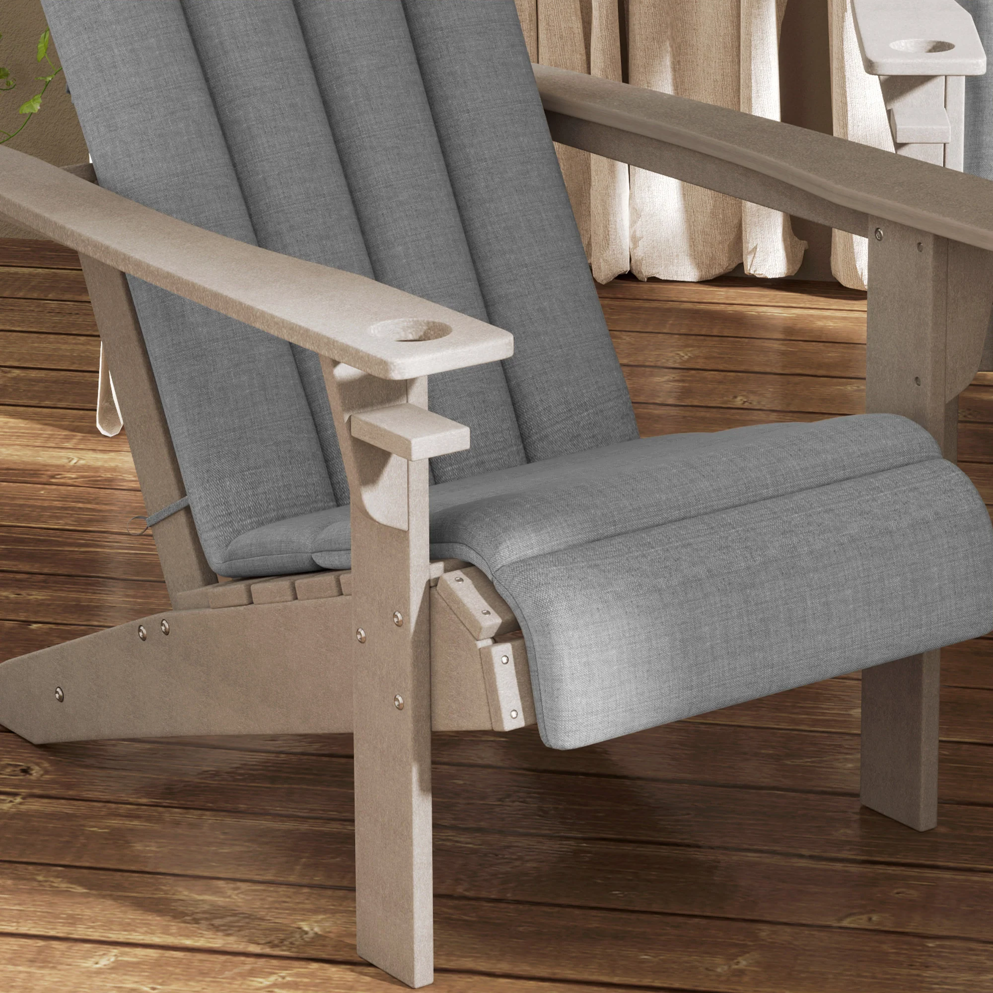 4-Piece Adirondack Chair Cushion Set with Ties, Grey - Image 11
