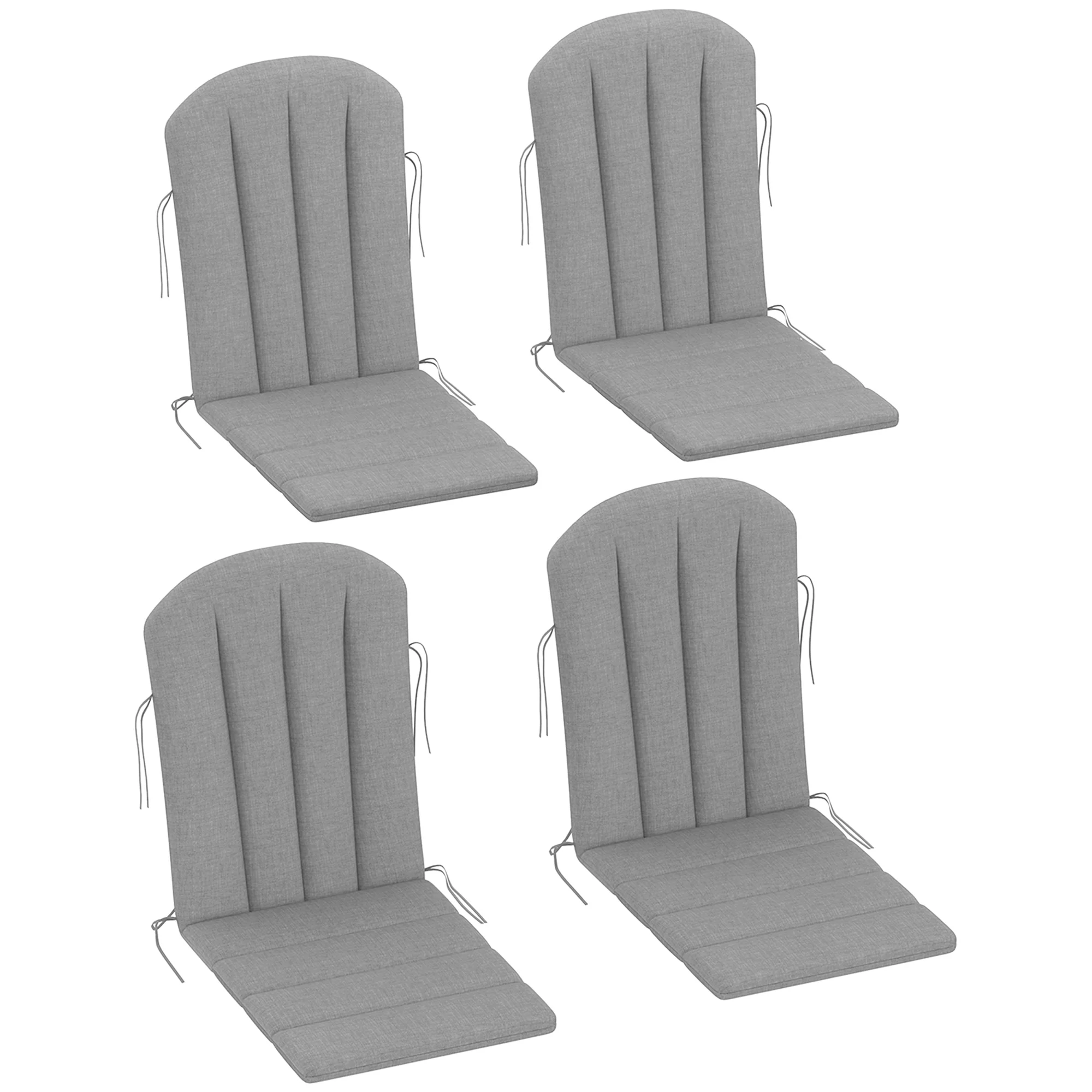 4-Piece Adirondack Chair Cushion Set with Ties, Grey - Image 12