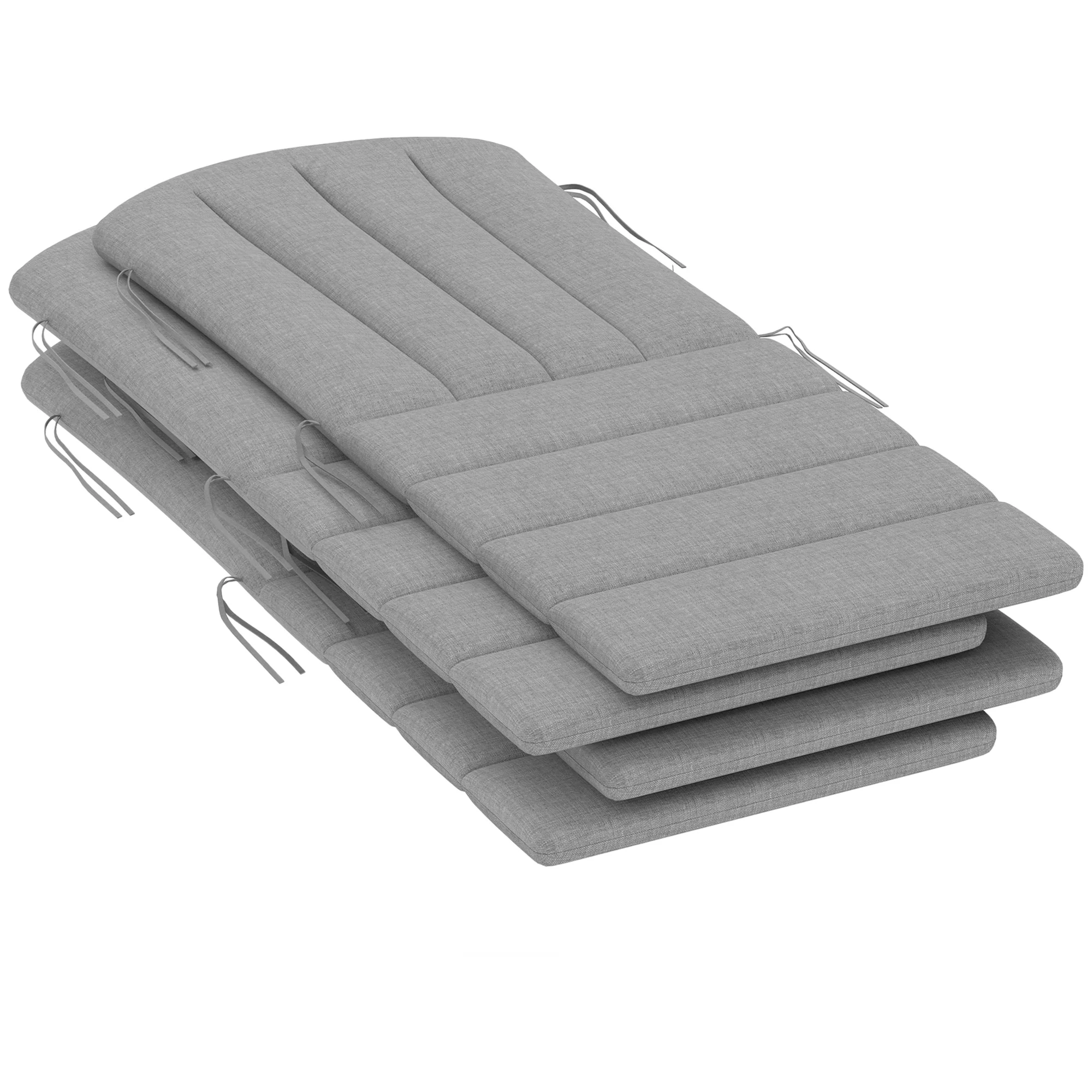 4-Piece Adirondack Chair Cushion Set with Ties, Grey - Image 2