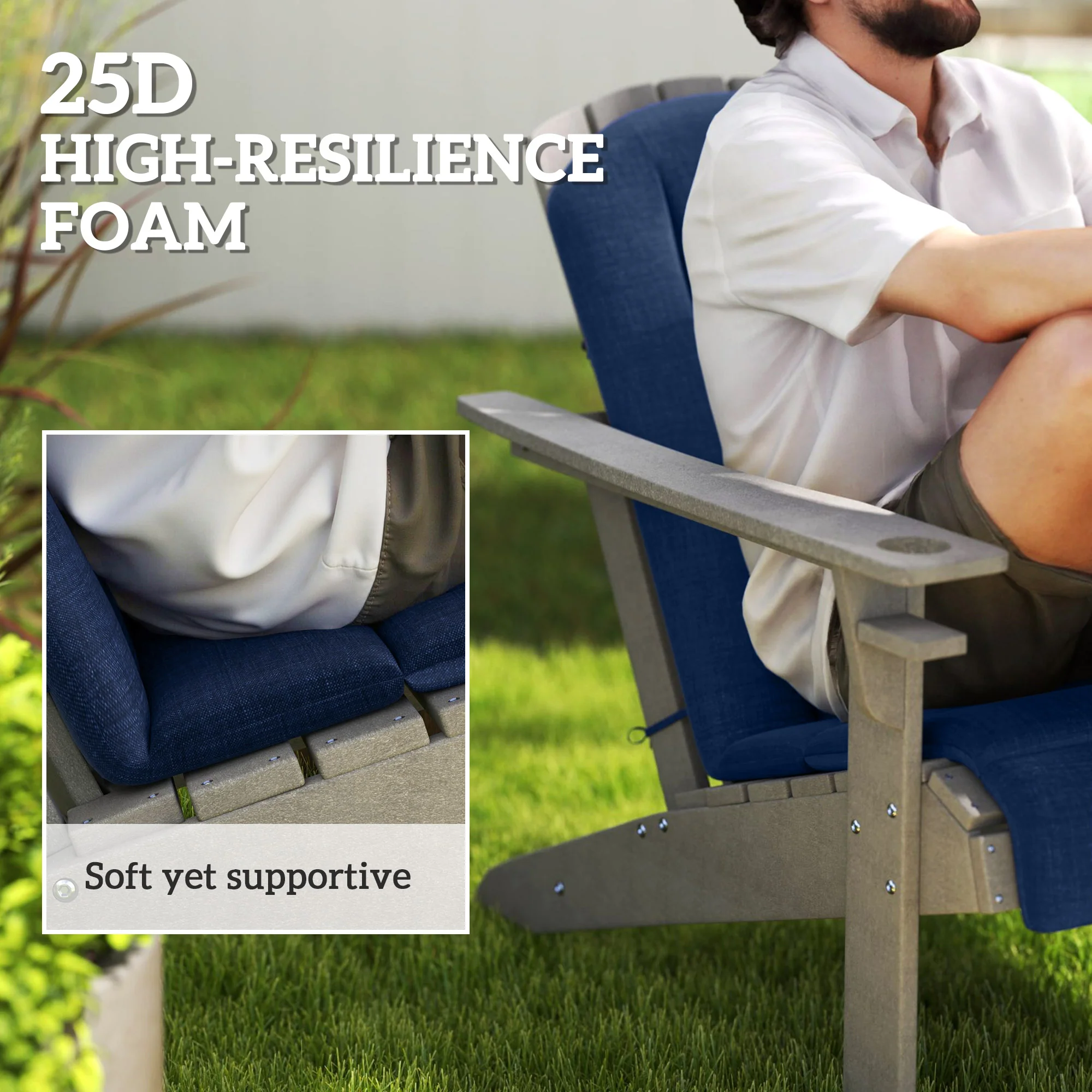 4-Piece Adirondack Chair Cushions, 49" x 20" x 2", Navy Blue - Image 6