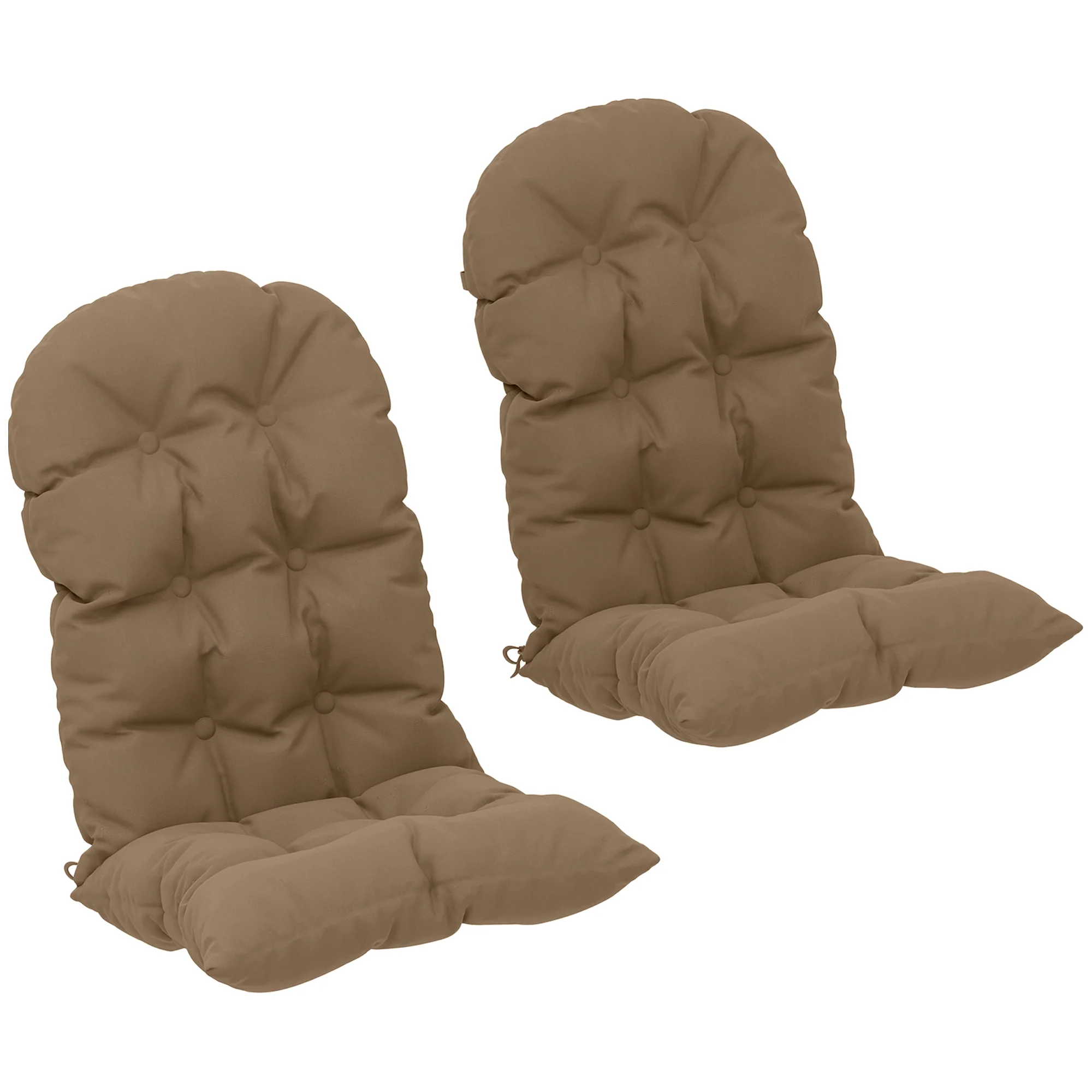 Adirondack Chair Cushions Set of 2, Tufted High Back Patio Chair with Ties, Khaki