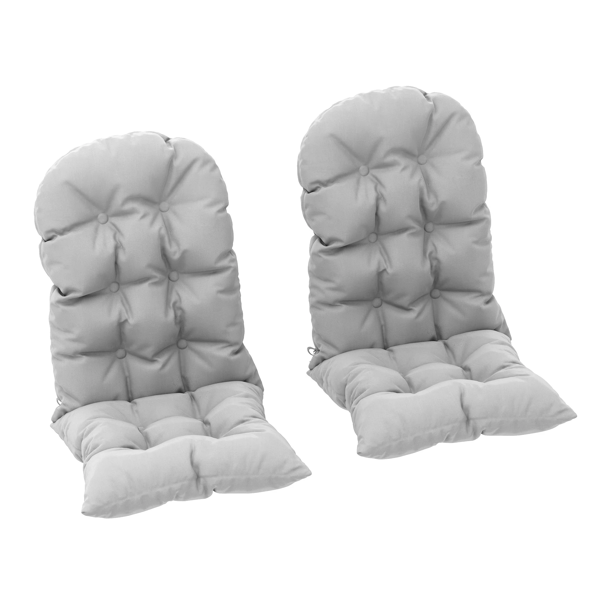 Adirondack Chair Cushions Set of 2, Tufted High Back Patio Chair with Ties, Light Grey - Image 12