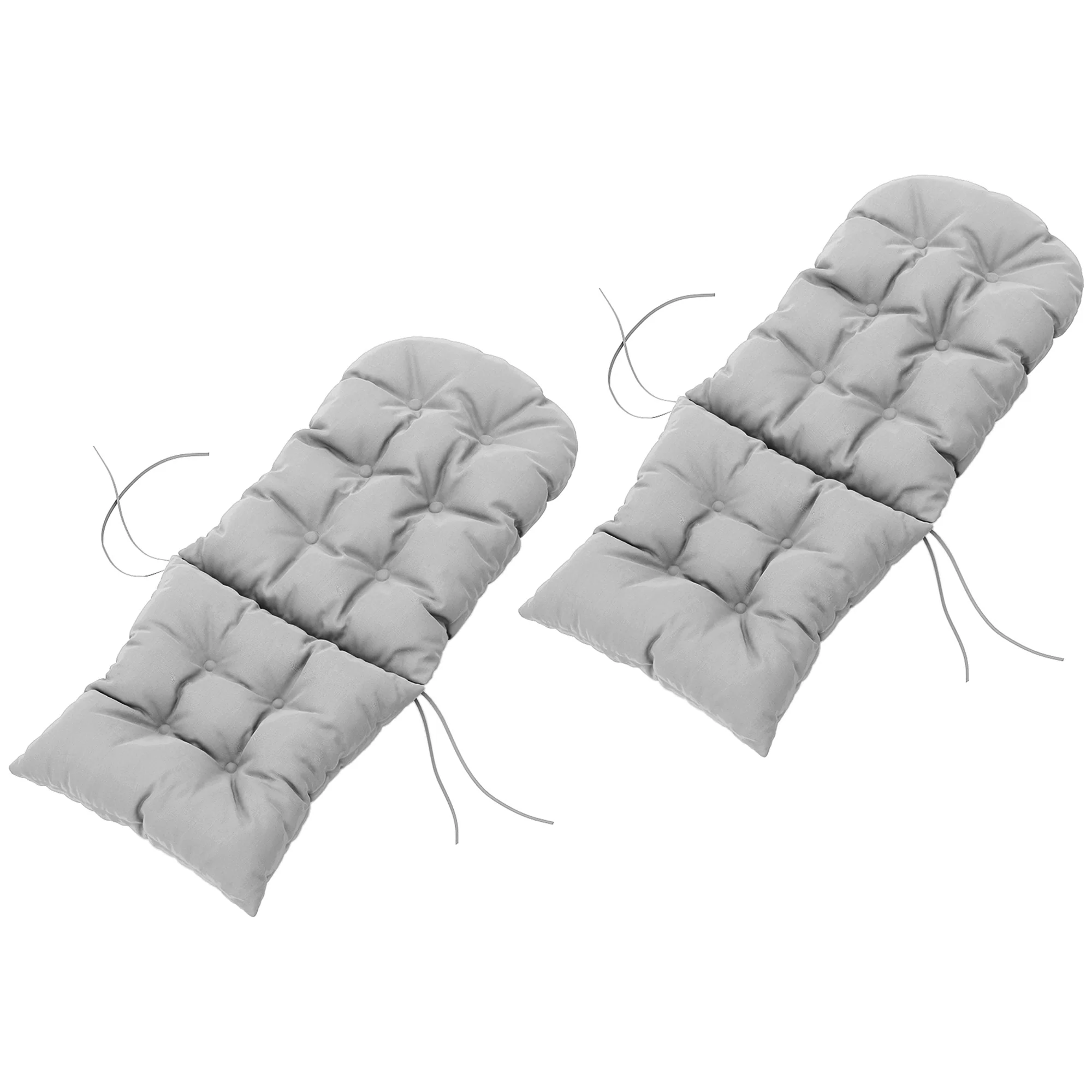 Adirondack Chair Cushions Set of 2, Tufted High Back Patio Chair with Ties, Light Grey - Image 2
