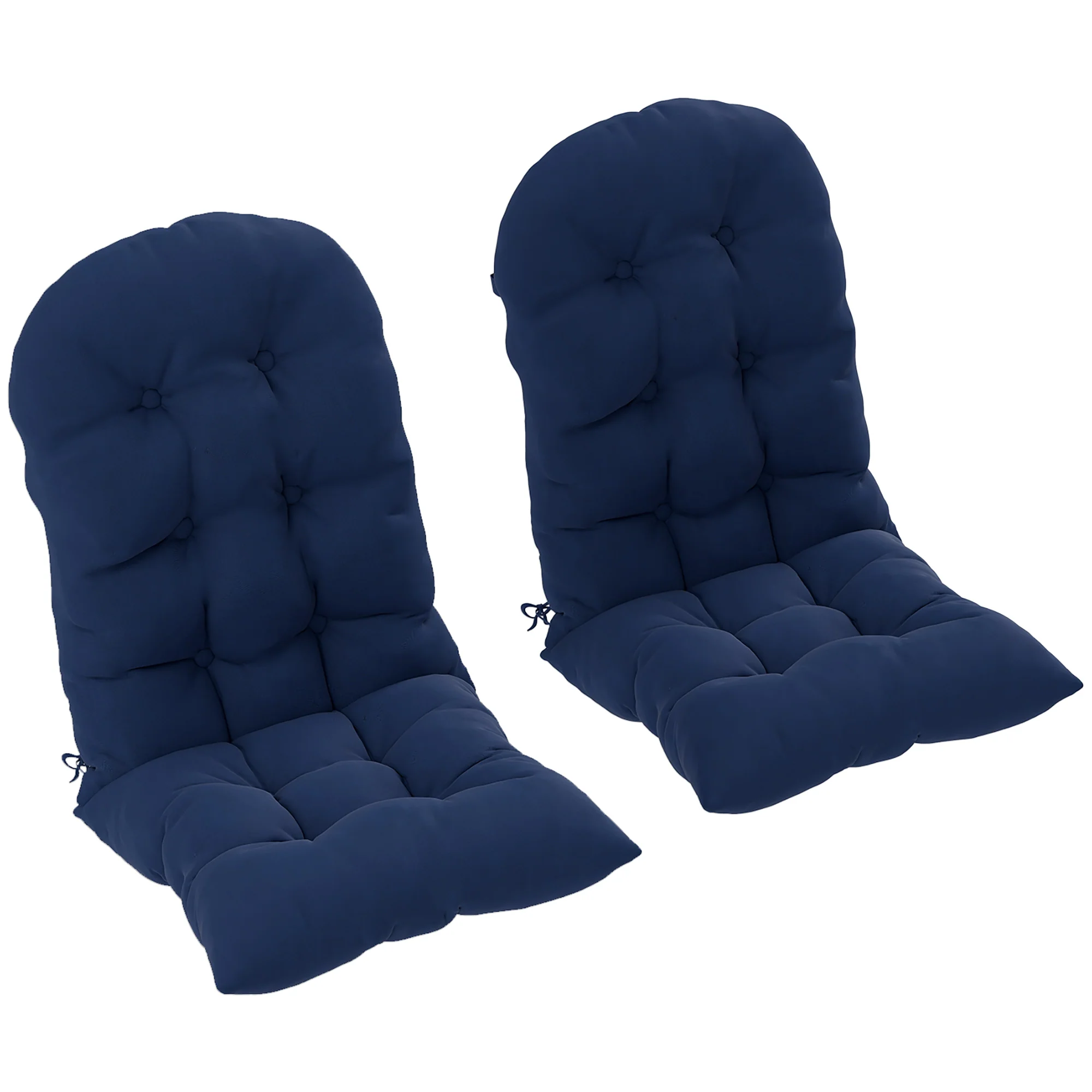 Tufted High-Back Adirondack Cushions Set of 2, Navy, with Ties & Non-Slip - Image 12
