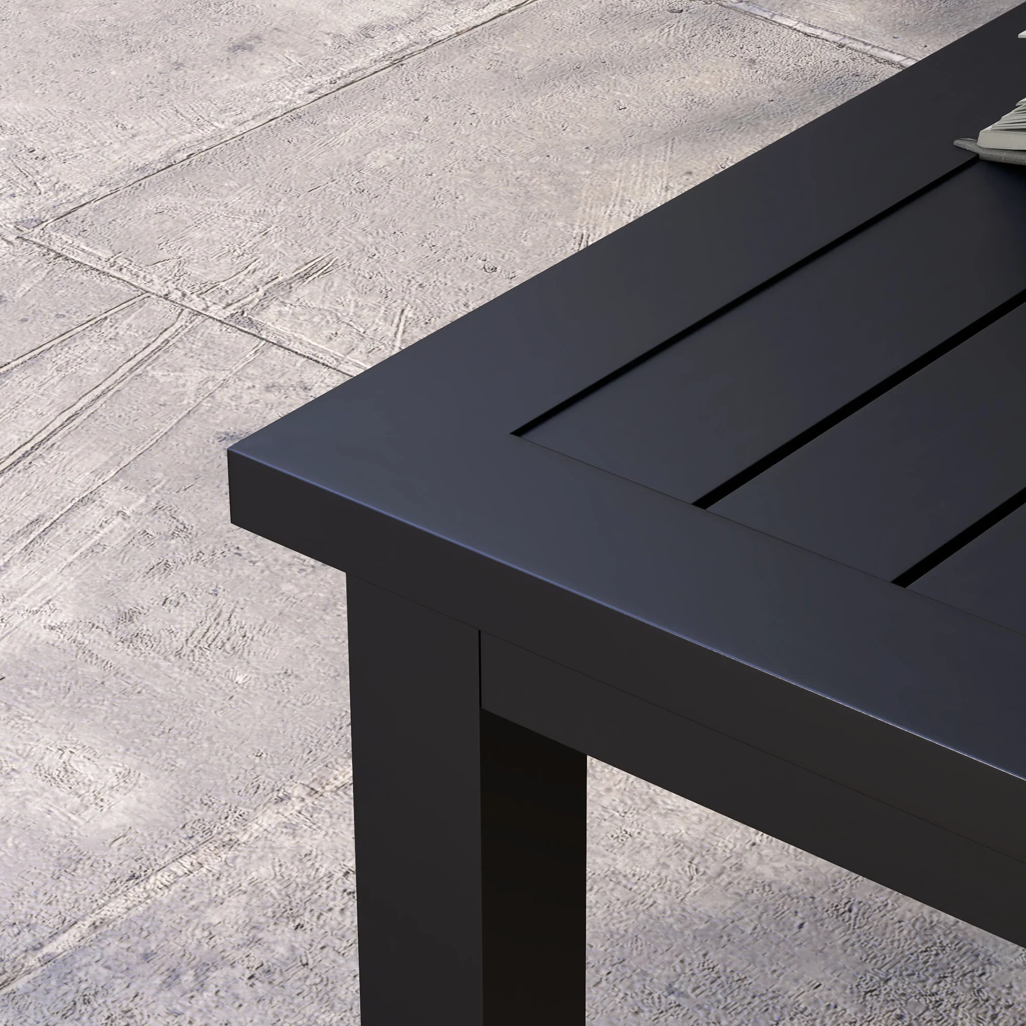 Aluminium Patio Side Table with Wood Grain Effect & Slat Tabletop, 100cm x 60cm, Black - Image 9
