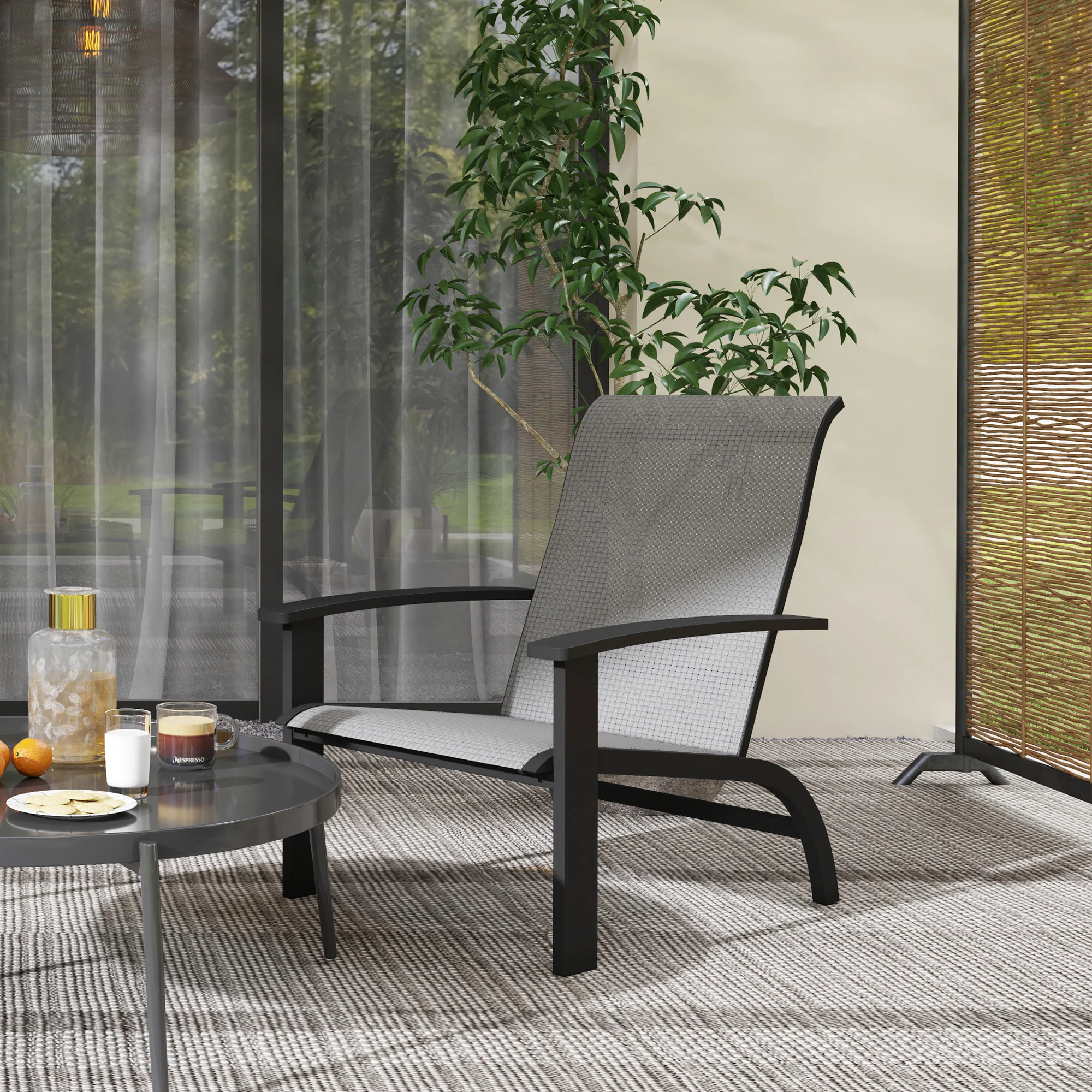 Outdoor Adirondack Chairs Muskoka Chairs with Mesh Seat & High Back, Dark Grey - Image 10