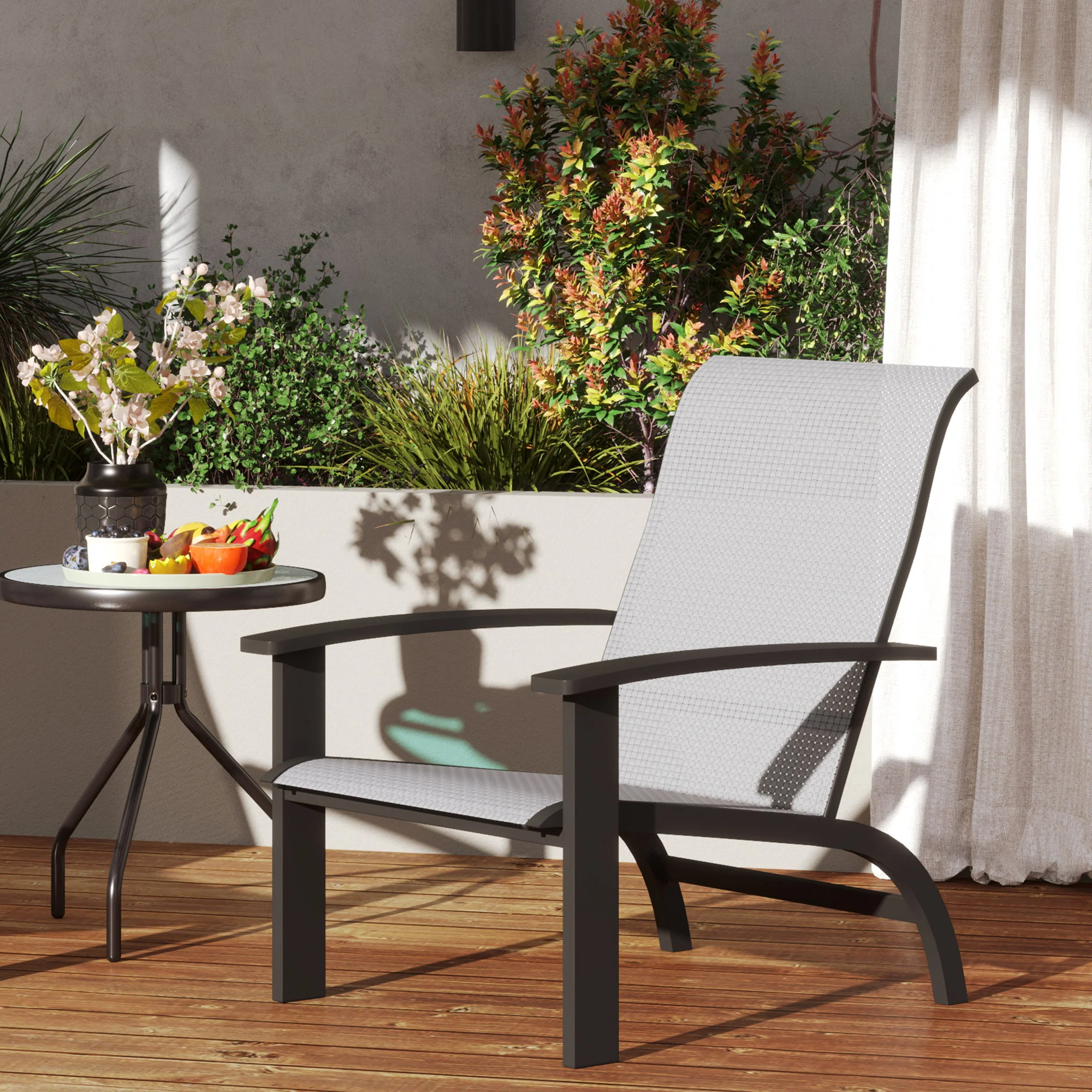 Outdoor Adirondack Chairs Muskoka Chairs with Mesh Seat & High Back, Dark Grey - Image 11