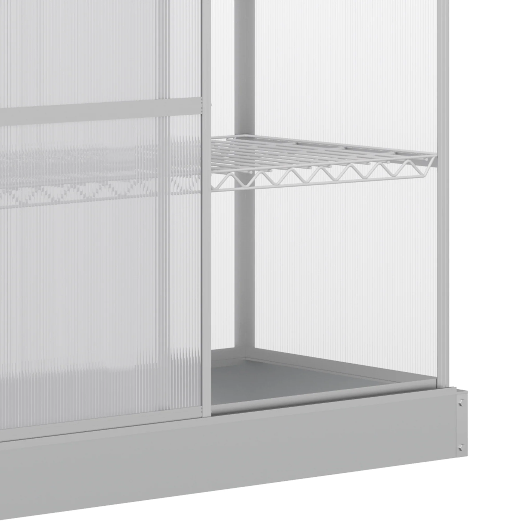 52" x 23" x 55" Aluminum Cold Frame Greenhouse with Openable Top & 2 Shelves, Silver - Image 11