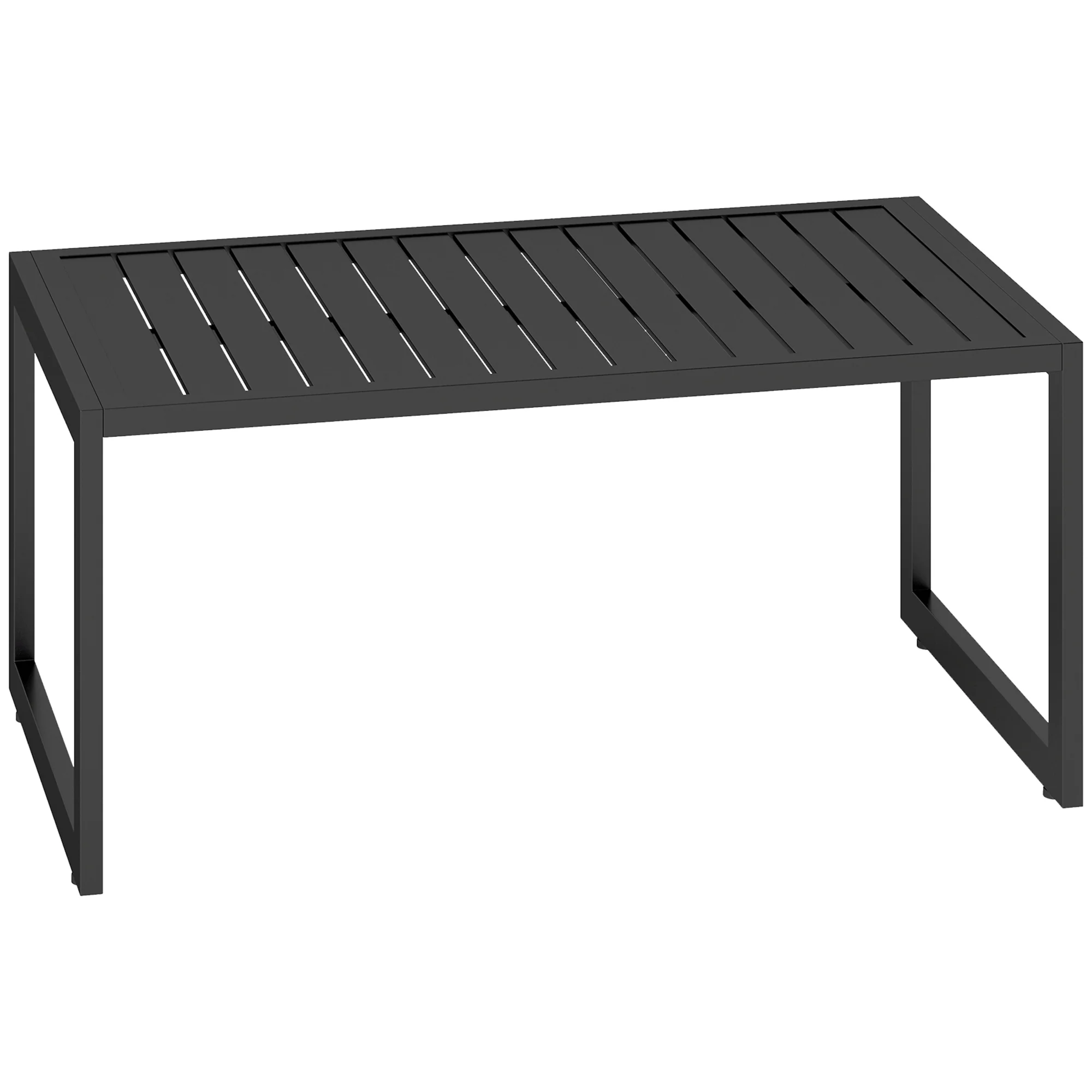 Outdoor Patio Coffee Table with Slatted Tabletop & Adjustable Foot Pads, Black - Image 12
