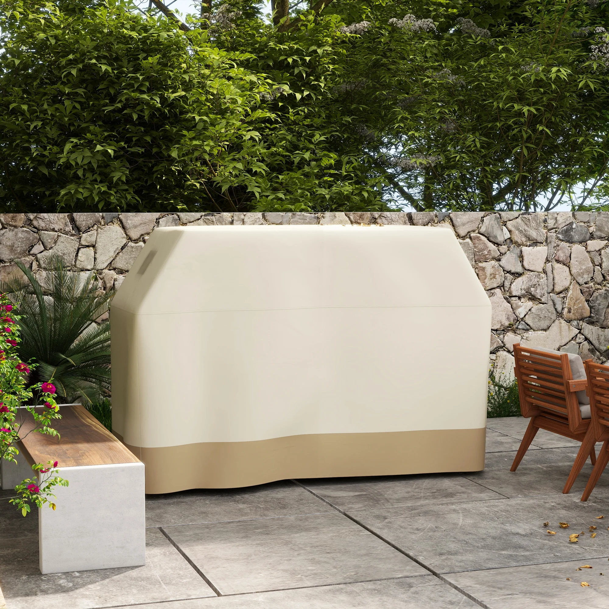 300D Oxford Fabric Barbecue Covers for Rectangular Gas Grill, 188 x 71 x 125cm, Beige - Image 3
