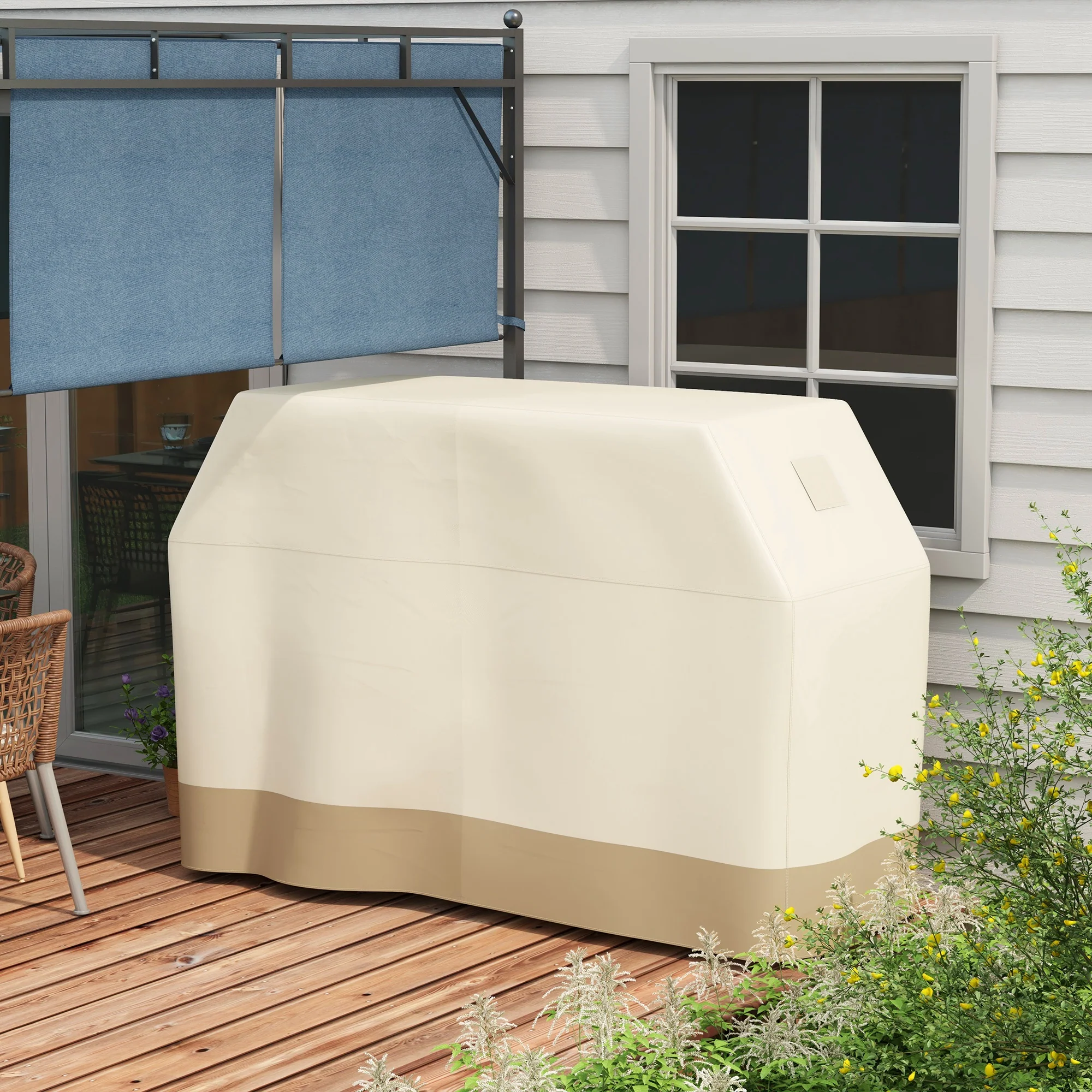 300D Oxford Fabric Barbecue Covers for Rectangular Gas Grill, 188 x 71 x 125cm, Beige - Image 4