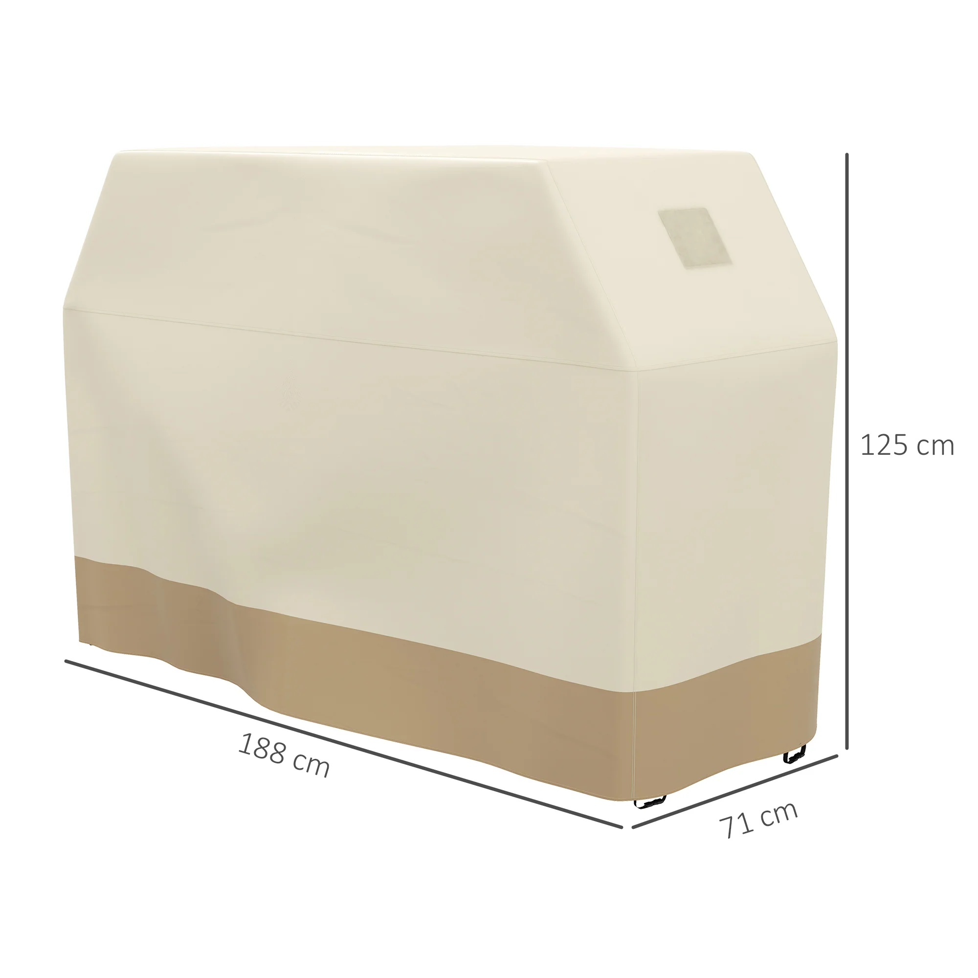 300D Oxford Fabric Barbecue Covers for Rectangular Gas Grill, 188 x 71 x 125cm, Beige - Image 5