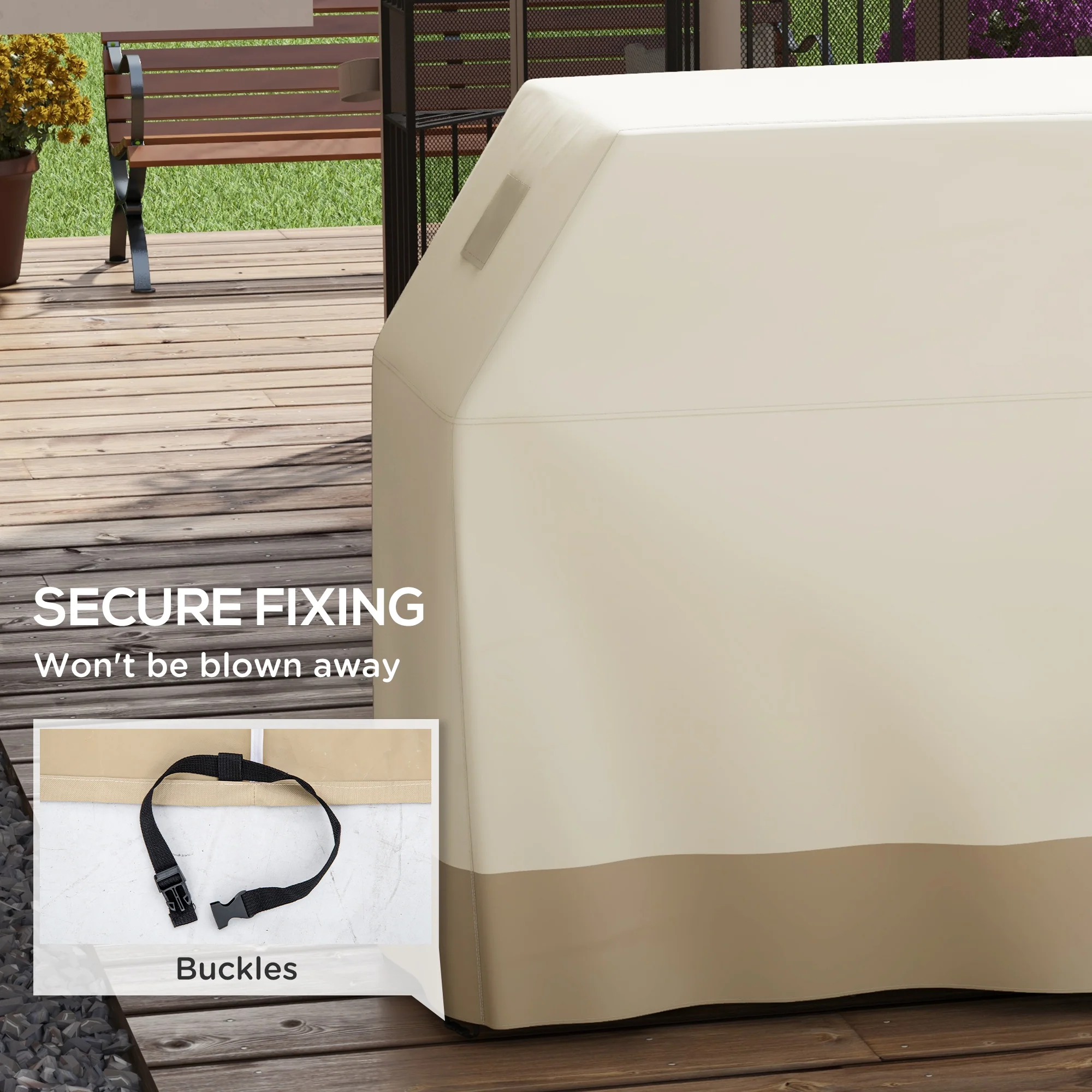300D Oxford Fabric Barbecue Covers for Rectangular Gas Grill, 188 x 71 x 125cm, Beige - Image 7
