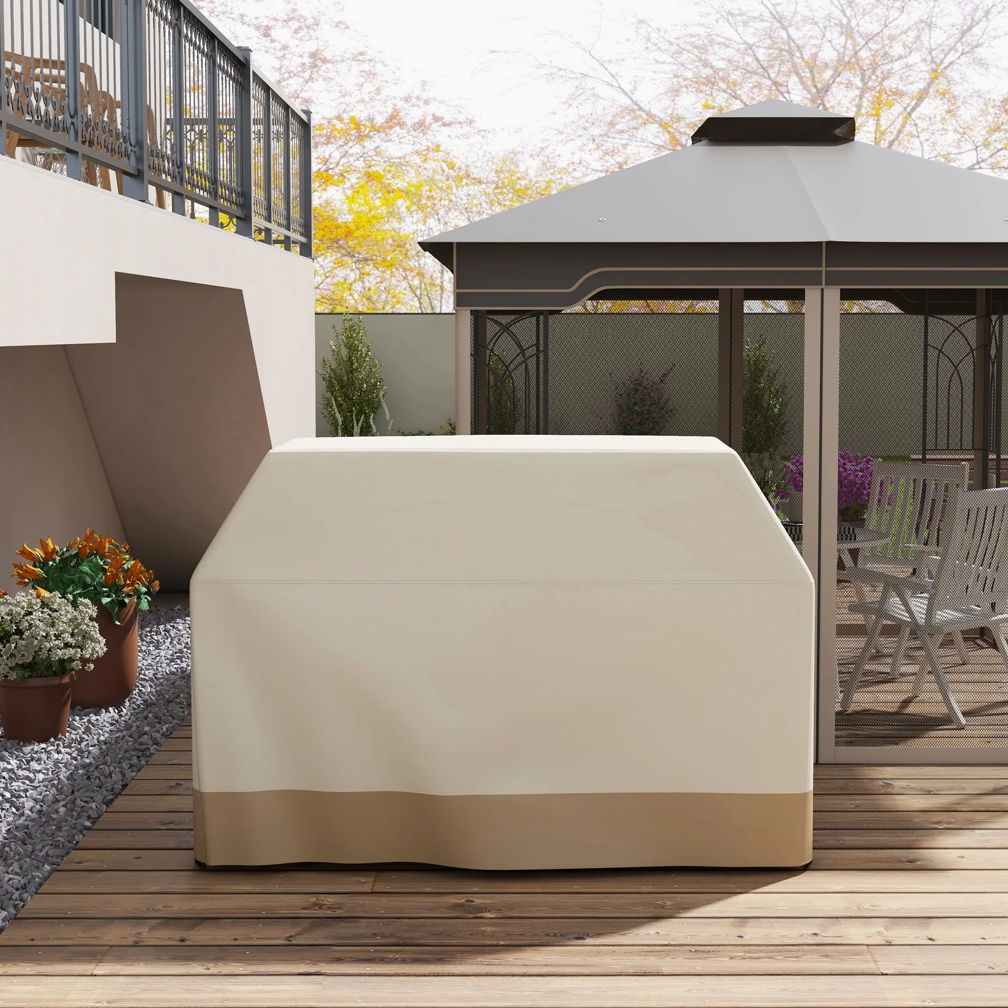 300D Oxford Fabric Barbecue Covers for Rectangular Gas Grill, 188 x 71 x 125cm, Beige - Image 9