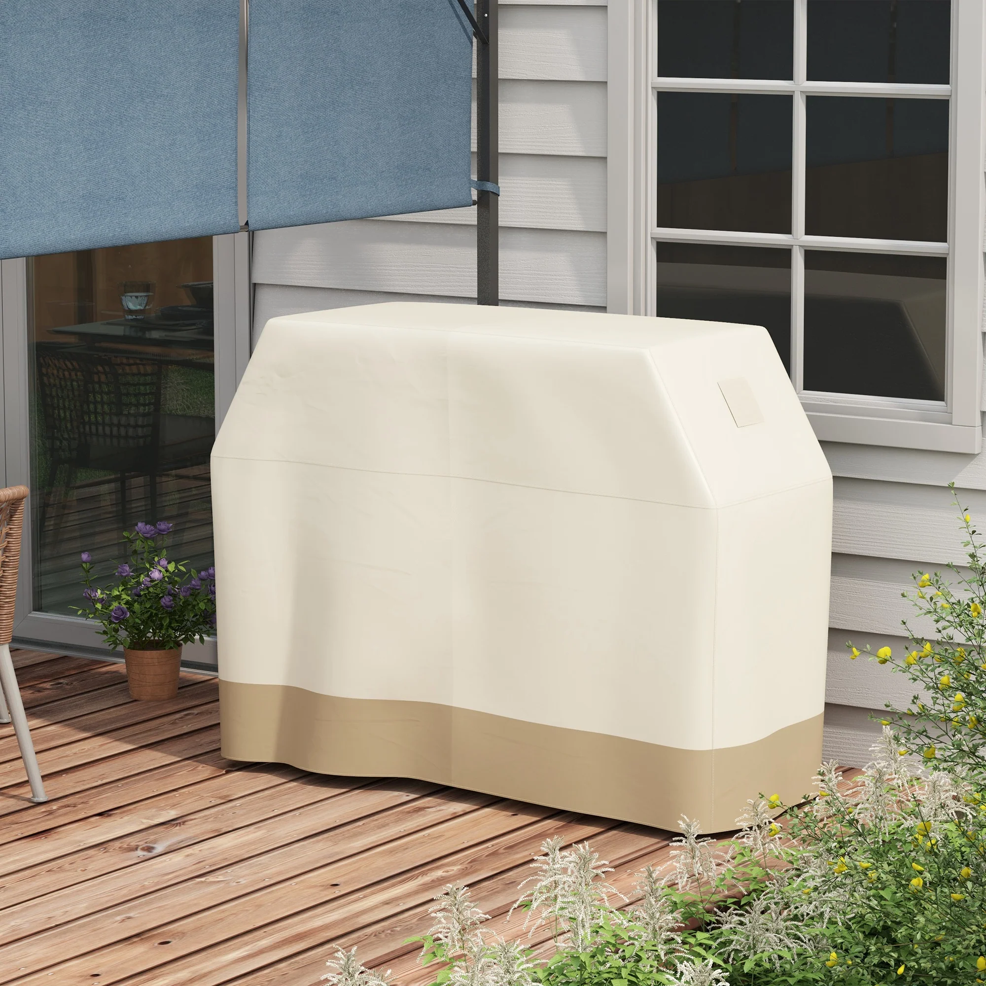 300D Oxford Fabric Barbecue Covers for Rectangular Gas Grill, 152 x 66 x 115cm, Beige - Image 4
