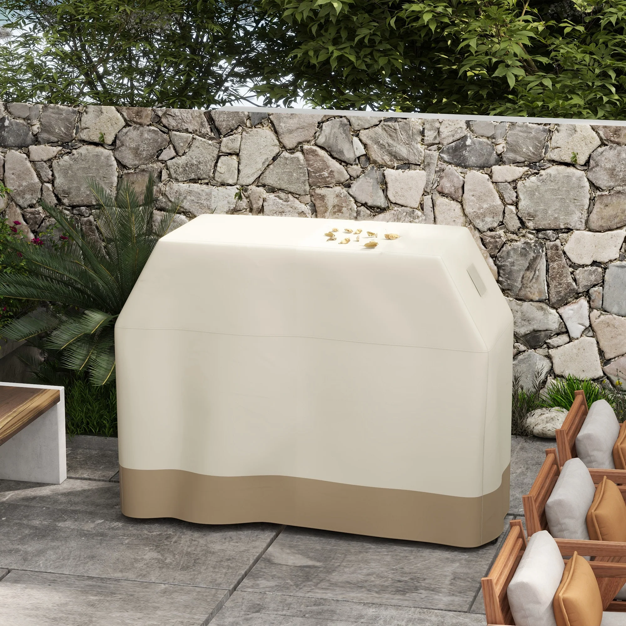 300D Oxford Fabric Barbecue Covers for Rectangular Gas Grill, 152 x 66 x 115cm, Beige - Image 9