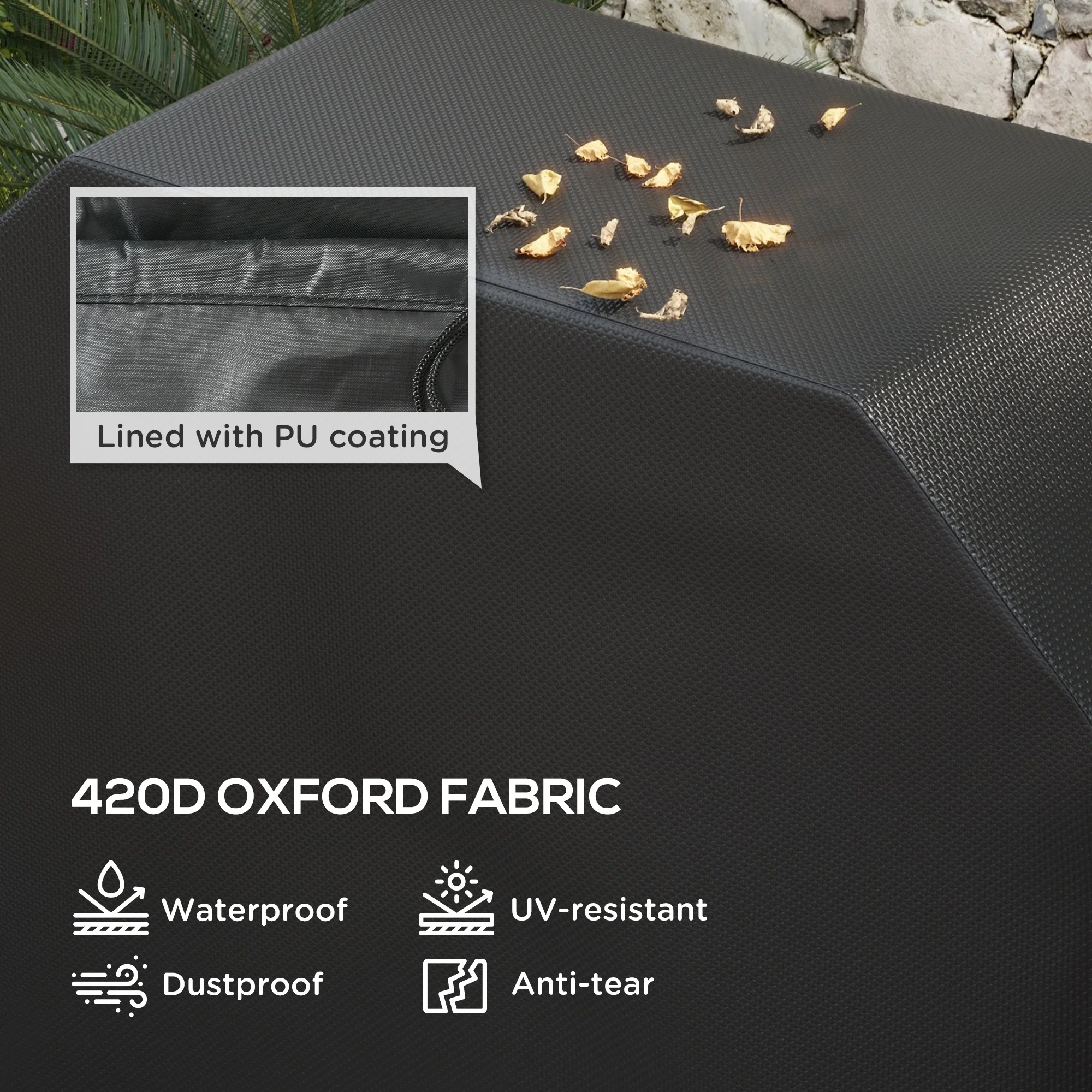 420D Oxford Fabric Barbecue Covers for Rectangular Gas Grill, 147 x 61 x 120cm, Black - Image 6