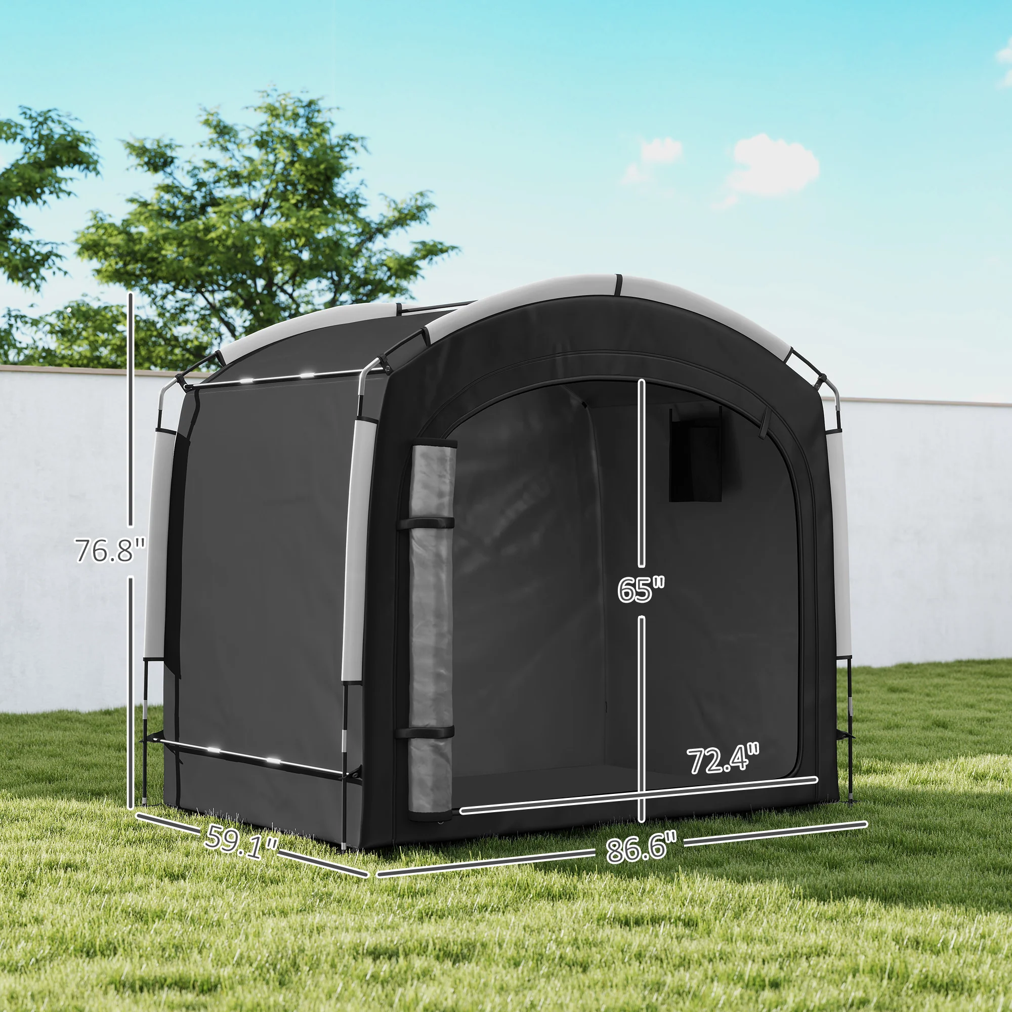Bike Storage Tent with 210D Oxford Fabric and Carry Bag for 3-4 Bikes, Black - Image 5