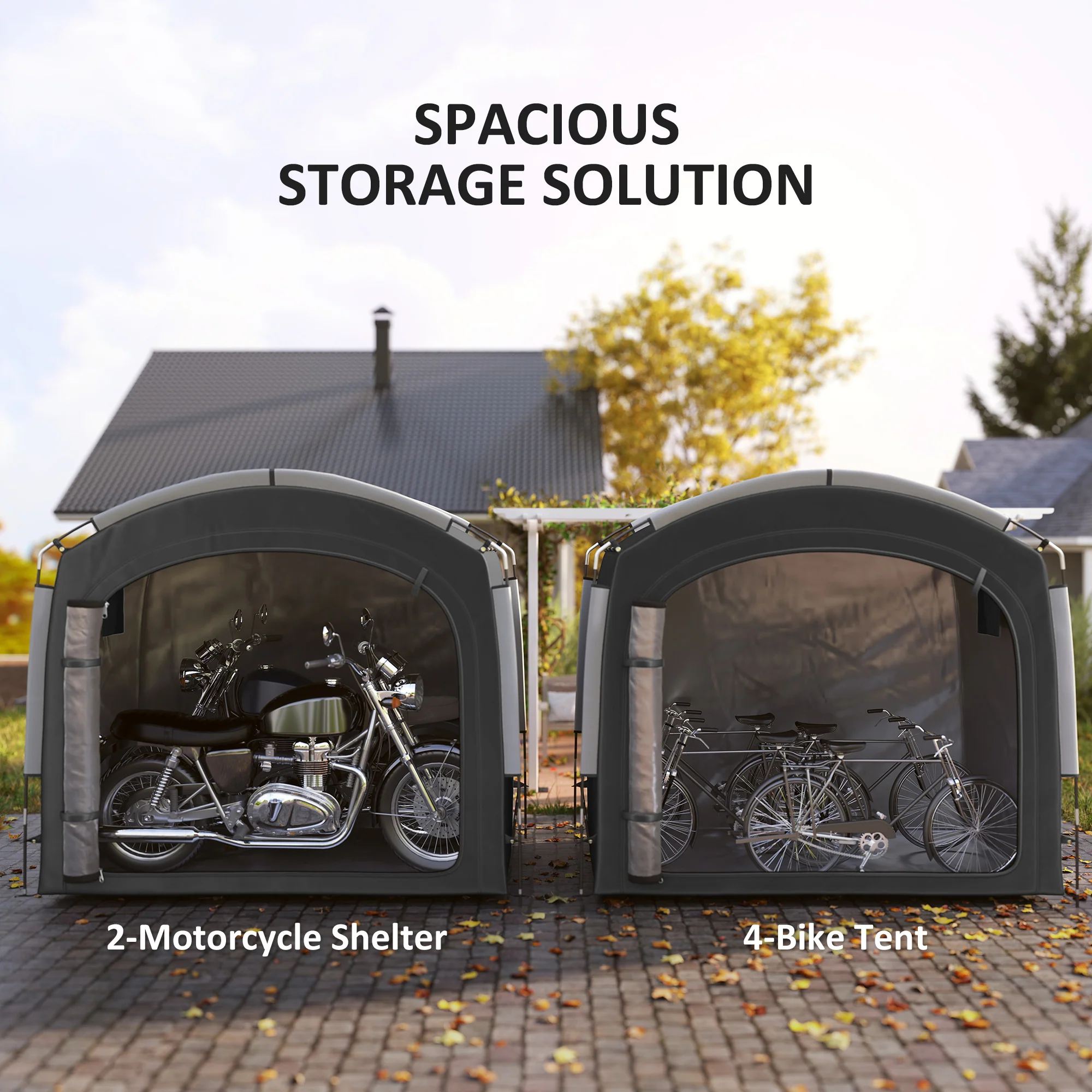 Bike Storage Tent with 210D Oxford Fabric and Carry Bag for 3-4 Bikes, Black - Image 6