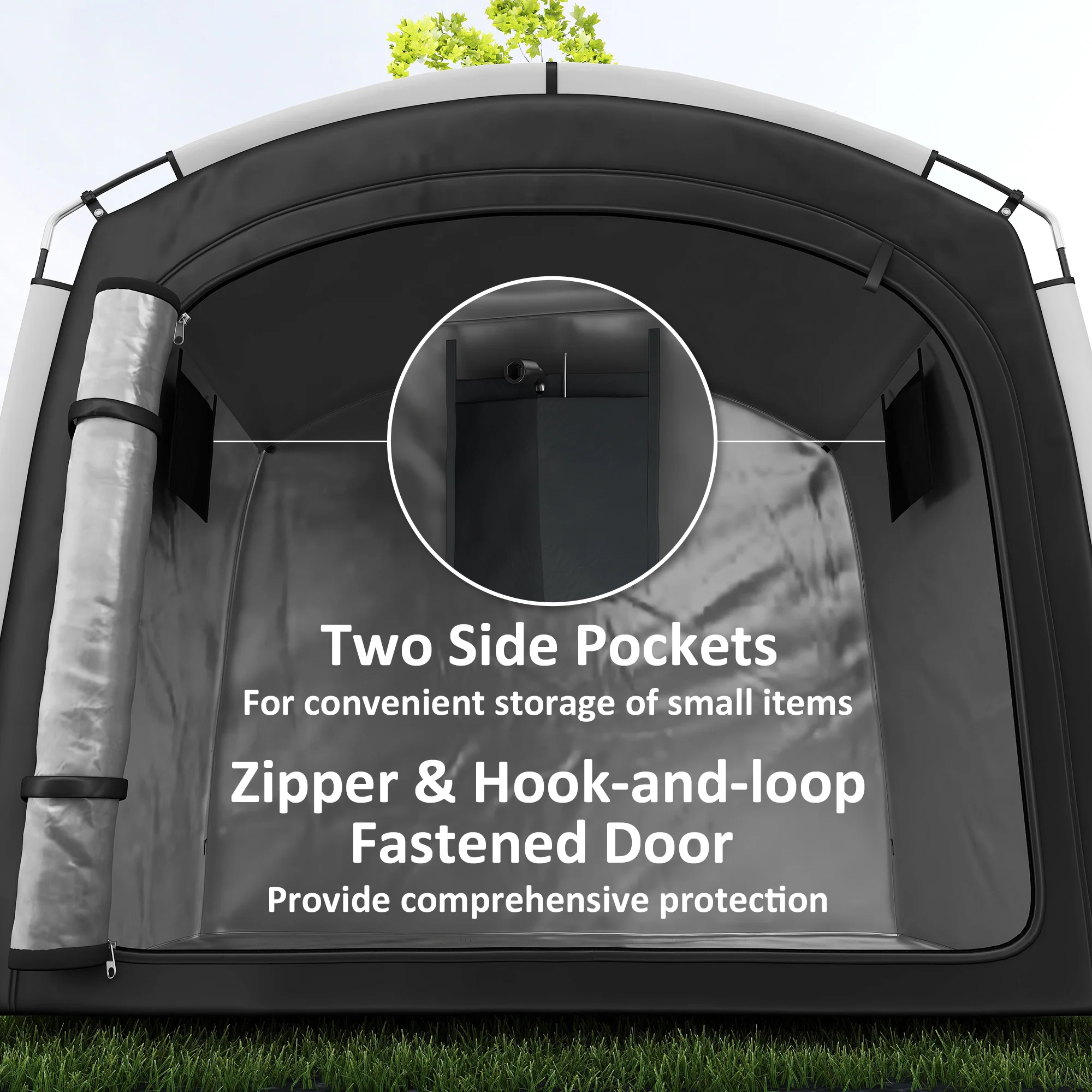 Bike Storage Tent with 210D Oxford Fabric and Carry Bag for 3-4 Bikes, Black - Image 8